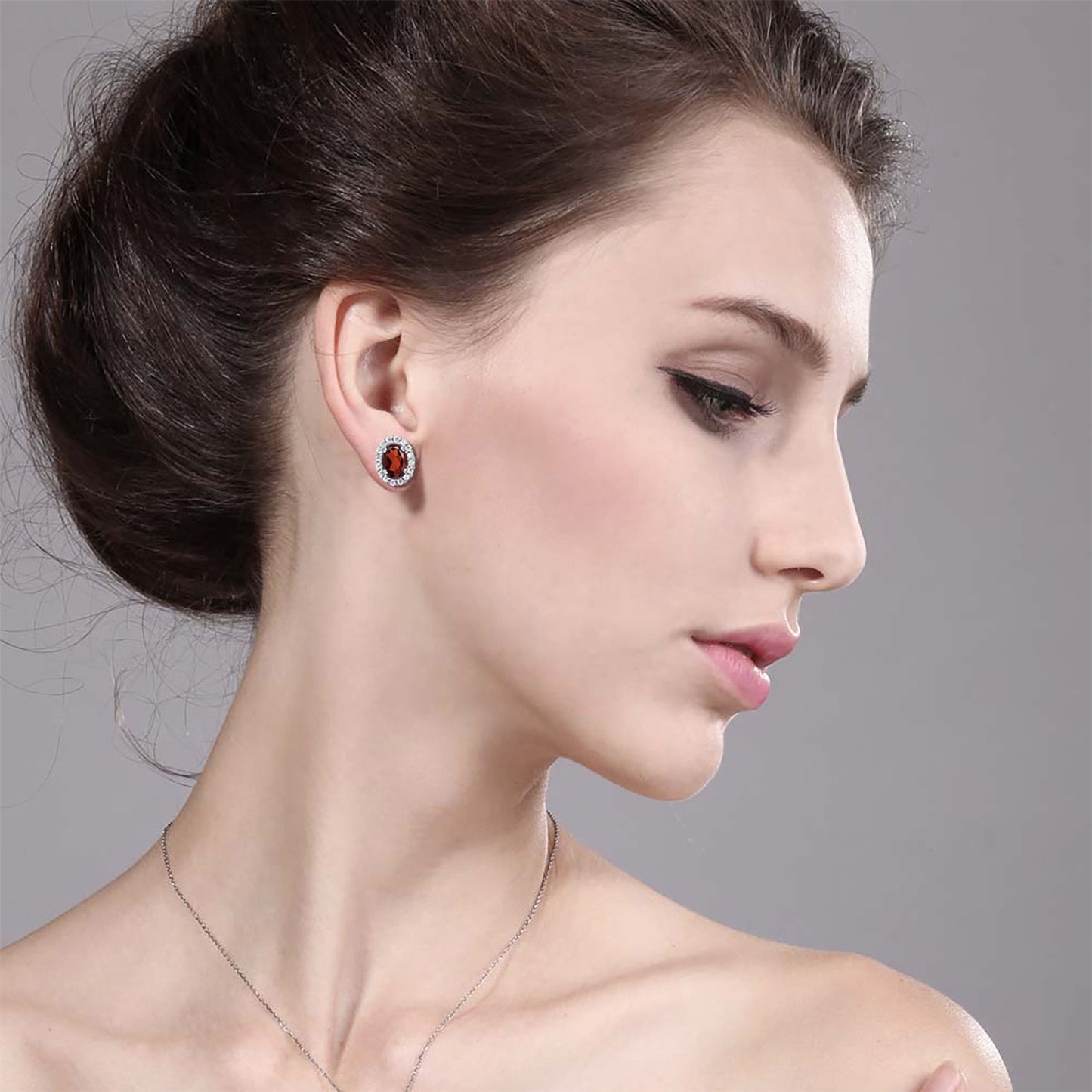 925 Sterling Silver Gemstone Birthstone Halo Removable Halo Jacket Stud Earrings For Women | Oval 7X5MM | Fine Jewelry Gifts for Her Mom Women Wife