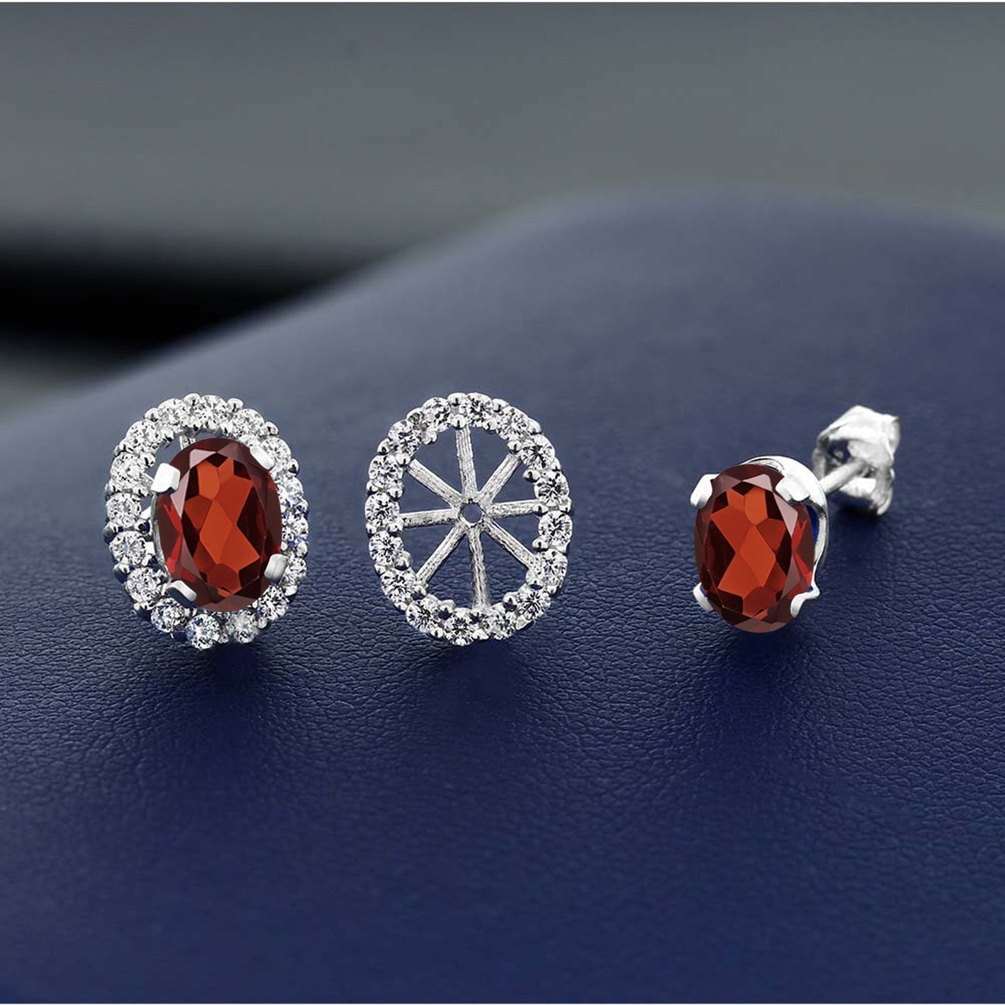 925 Sterling Silver Gemstone Birthstone Halo Removable Halo Jacket Stud Earrings For Women | Oval 7X5MM | Fine Jewelry Gifts for Her Mom Women Wife