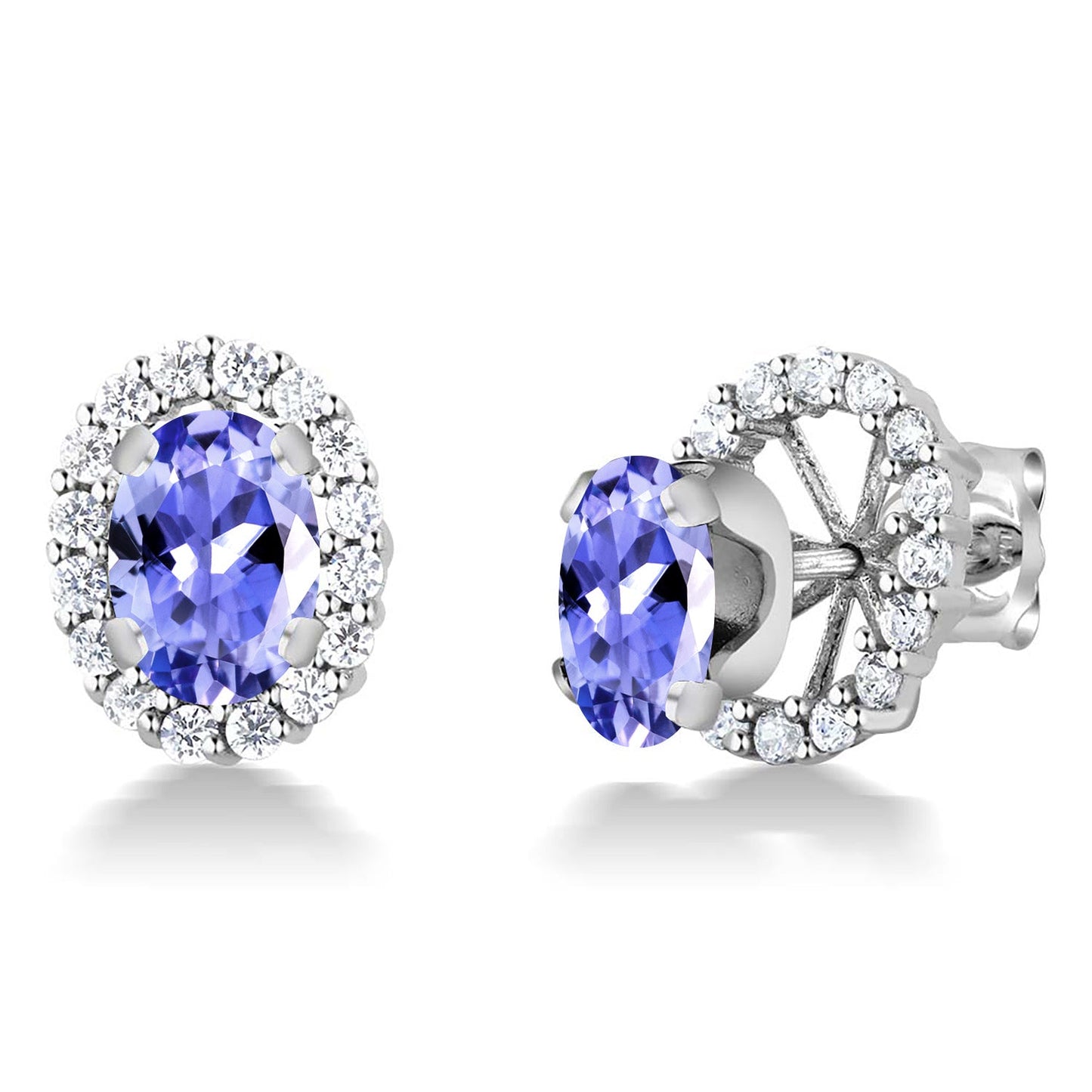 925 Sterling Silver Gemstone Birthstone Halo Removable Halo Jacket Stud Earrings For Women | Oval 7X5MM | Fine Jewelry Gifts for Her Mom Women Wife