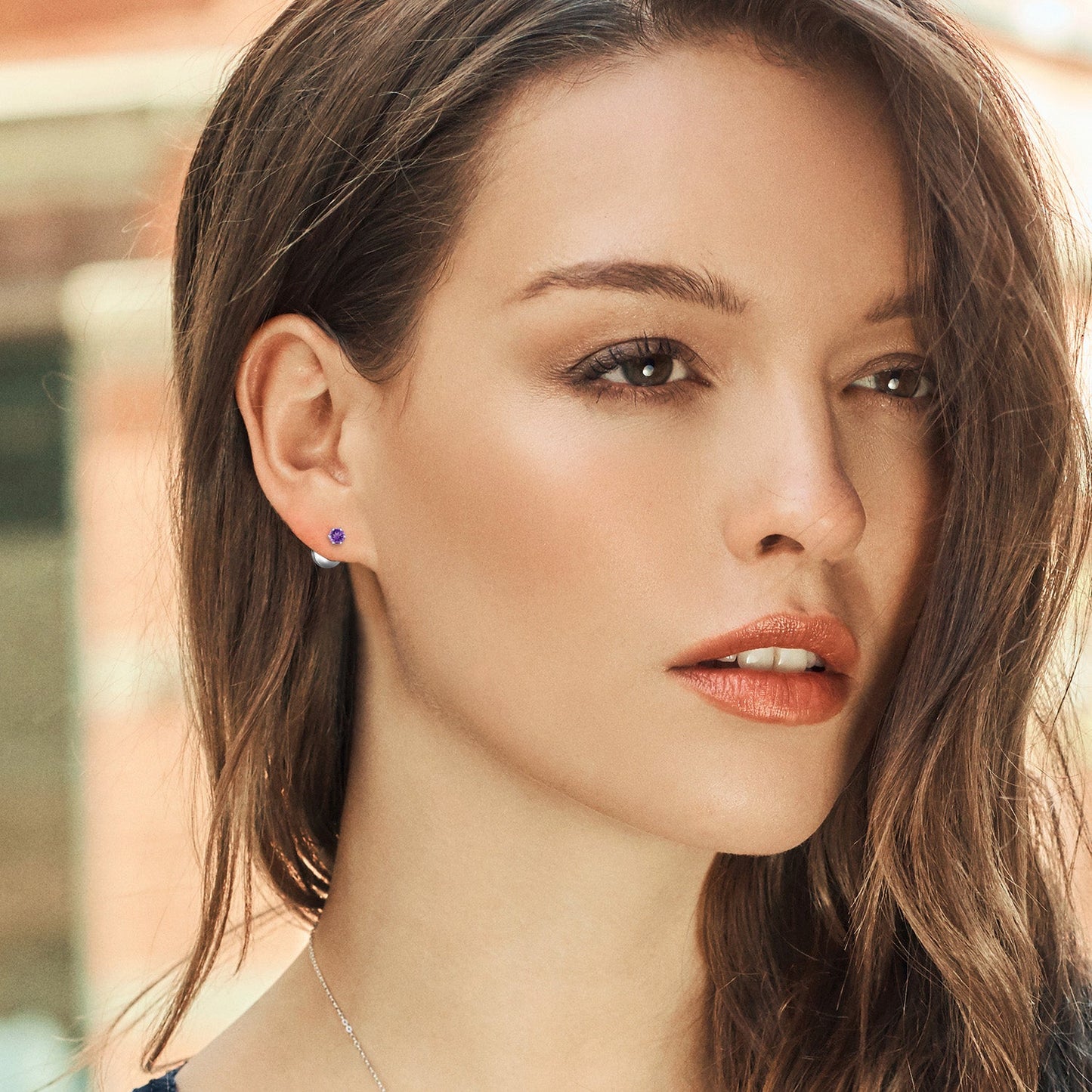 3MM Round Gemstone Birthstone Six Prong Platinum Stud Earrings For Women Men