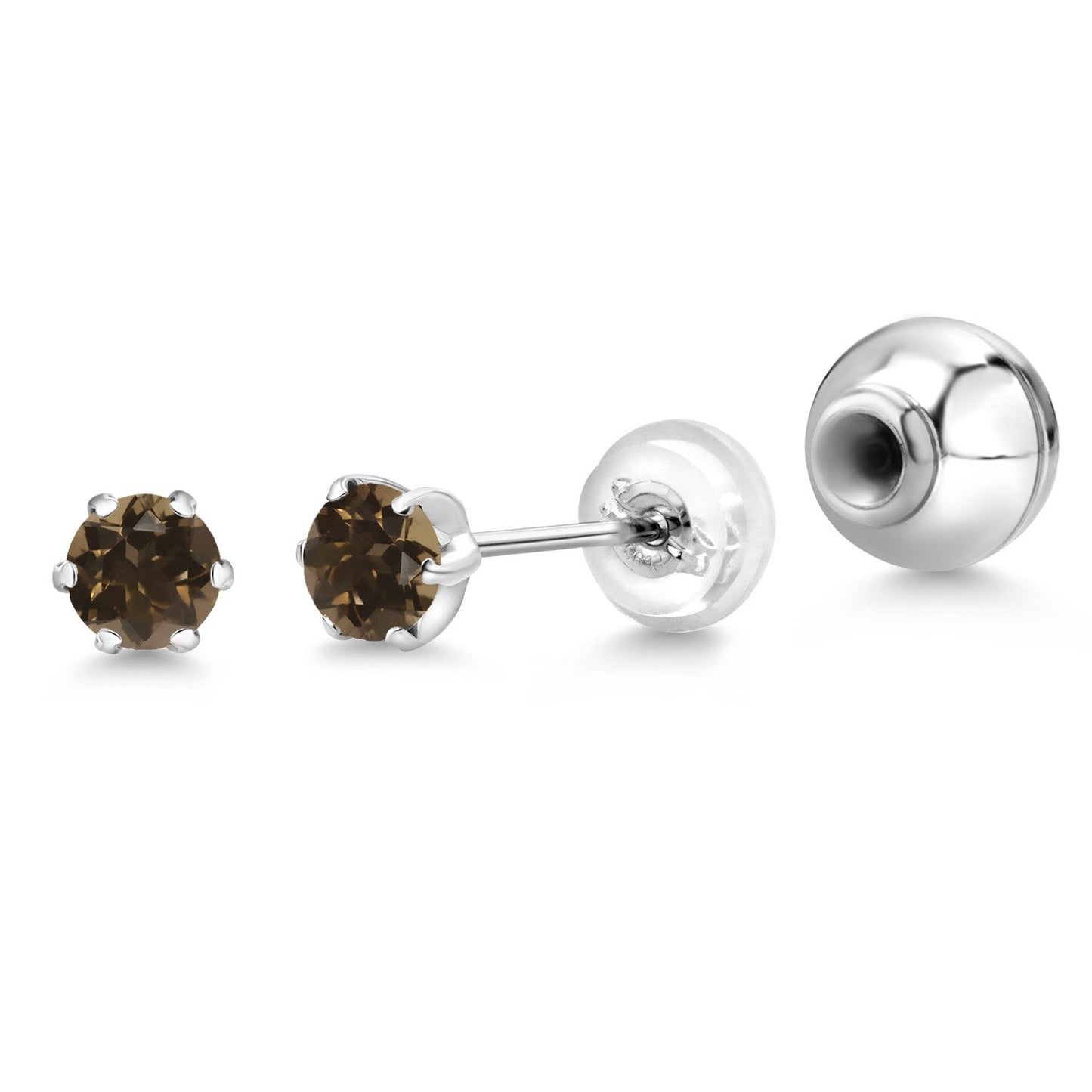 Pure PT900 Platinum 900 Six Prong 4MM Round Gemstone Birthstone Stud Earrings For Women Men