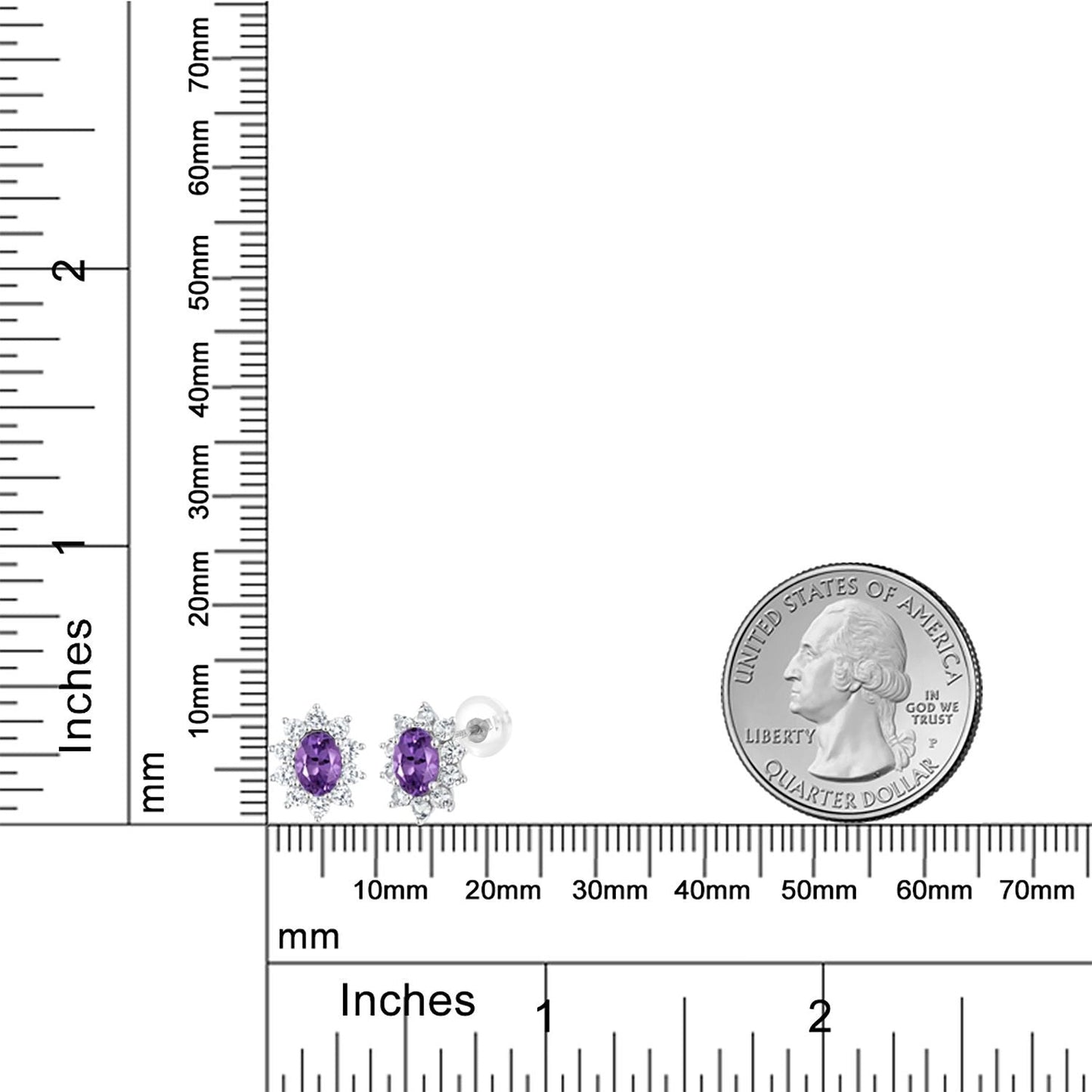 10K White Gold Oval Gemstone Birthstone and White Created Sapphire Halo Stud Earrings | Oval 6X4MM | Gold Earrings for Women