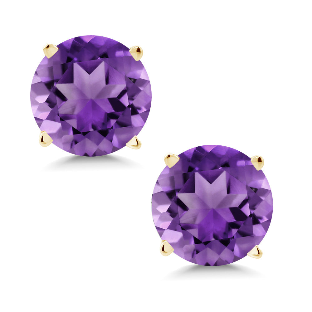 14K Yellow Gold Round 5MM Gemstone Birthstone Stud Earrings | Gold Earrings For Women Men