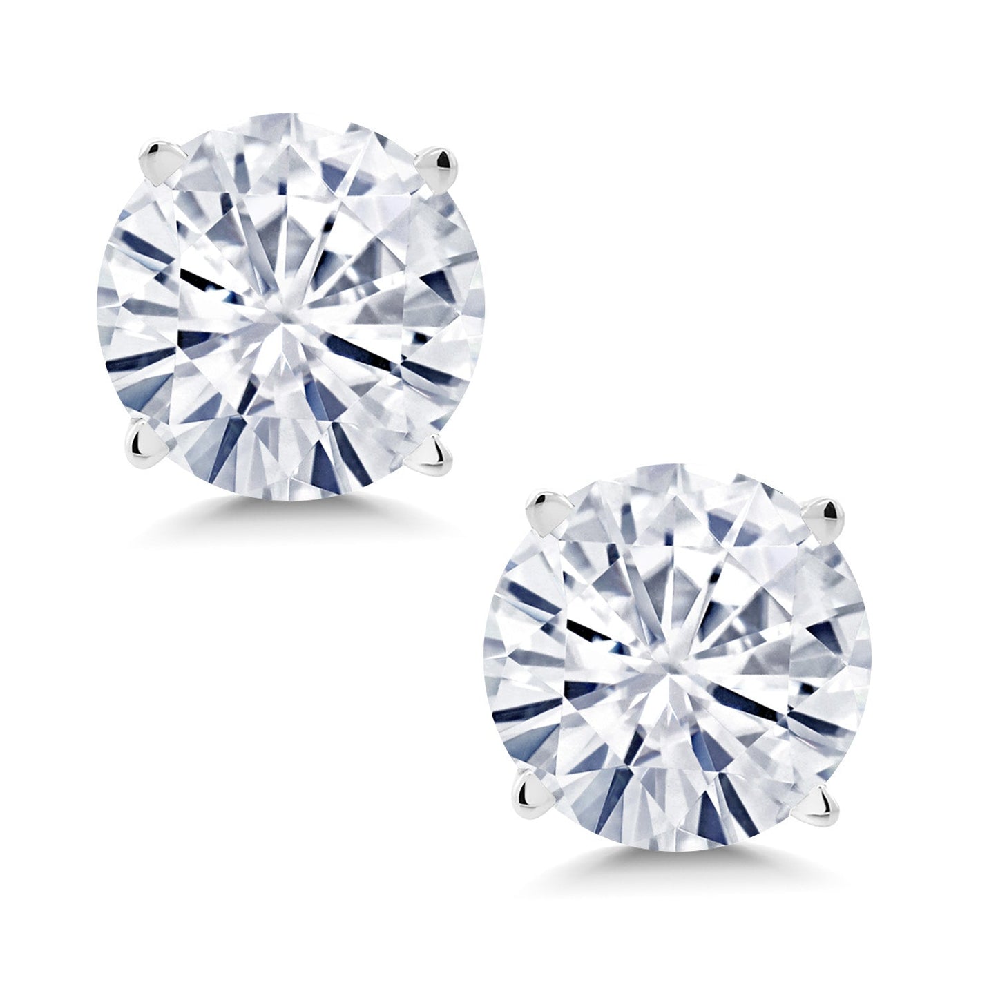 14K White Gold Round 5MM Gemstone Birthstone Stud Earrings | White Gold Earrings For Women Men