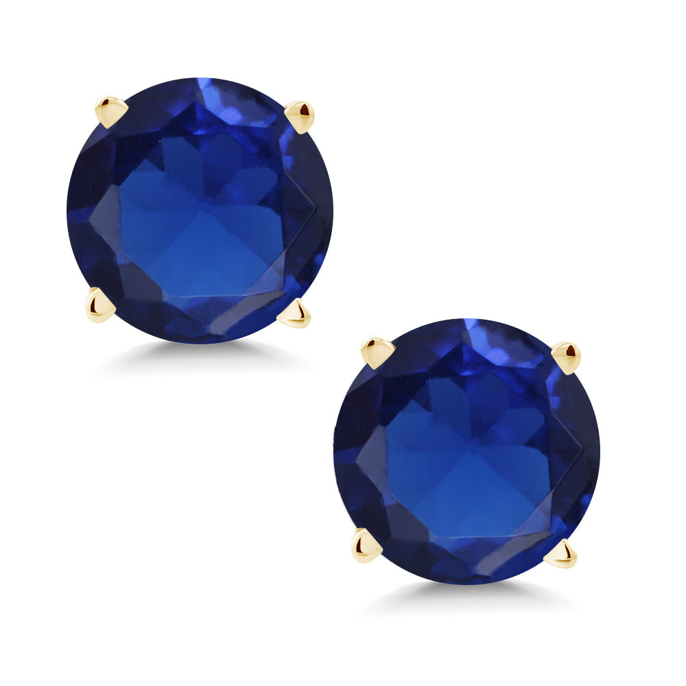 14K Yellow Gold Round 5MM Gemstone Birthstone Stud Earrings | Gold Earrings For Women Men