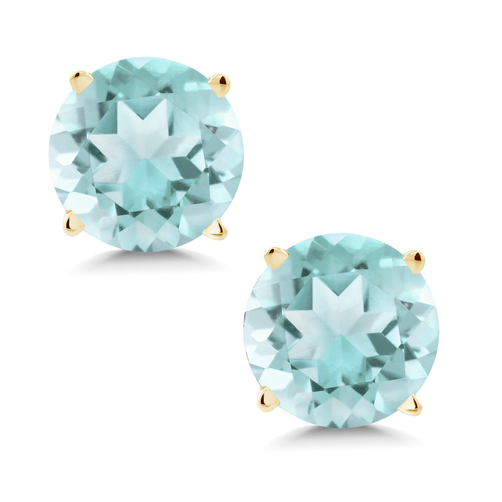 14K Yellow Gold Round 5MM Gemstone Birthstone Stud Earrings | Gold Earrings For Women Men