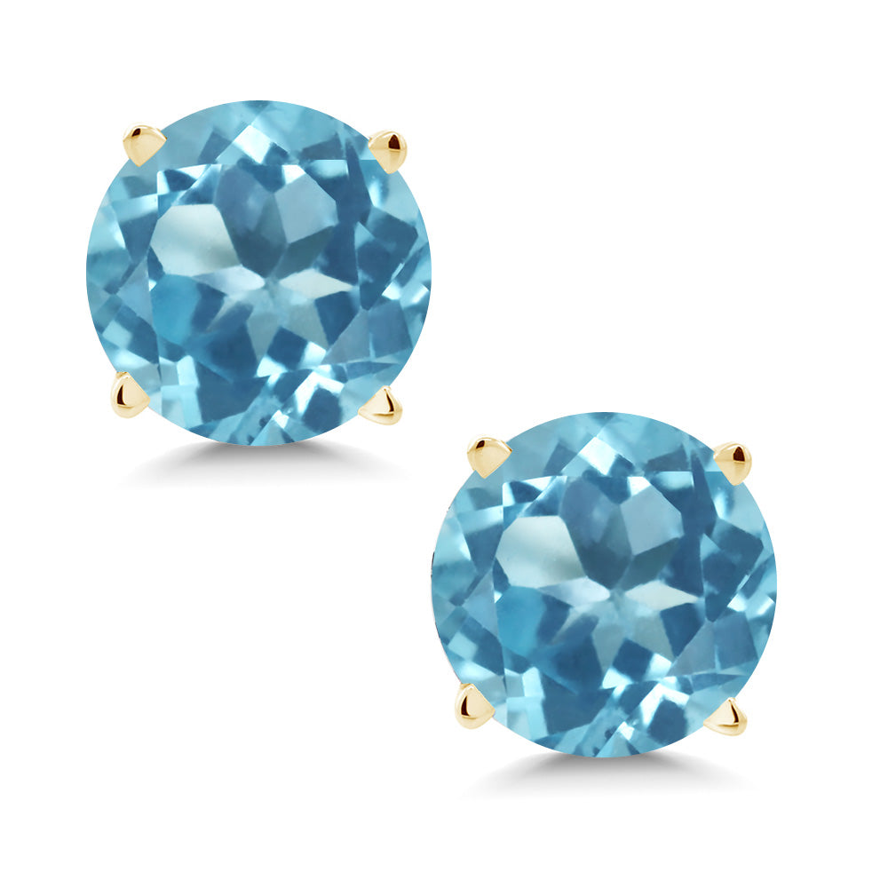 14K Yellow Gold Round 5MM Gemstone Birthstone Stud Earrings | Gold Earrings For Women Men
