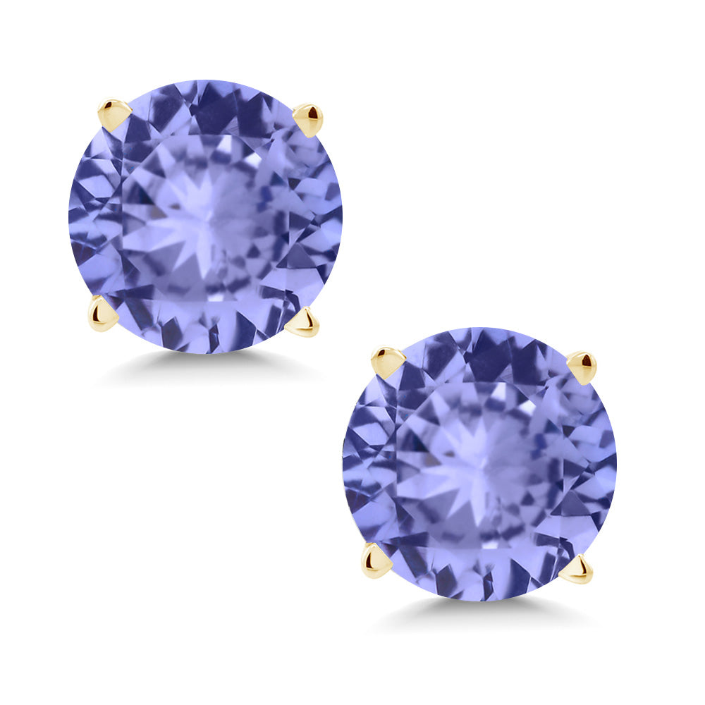 14K Yellow Gold Round 5MM Gemstone Birthstone Stud Earrings | Gold Earrings For Women Men