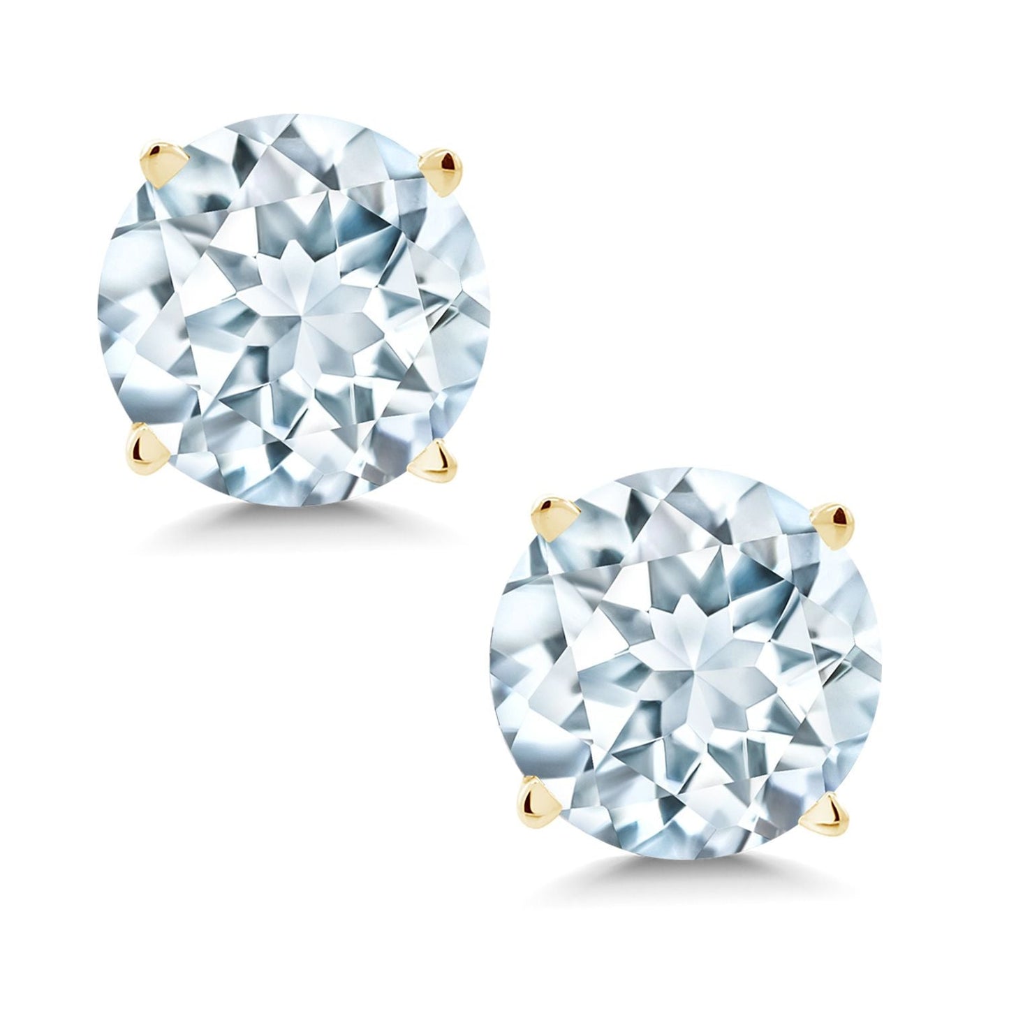 14K Yellow Gold Gemstone Birthstone Stud Earrings | Round 6MM | Gold Earrings For Women Men