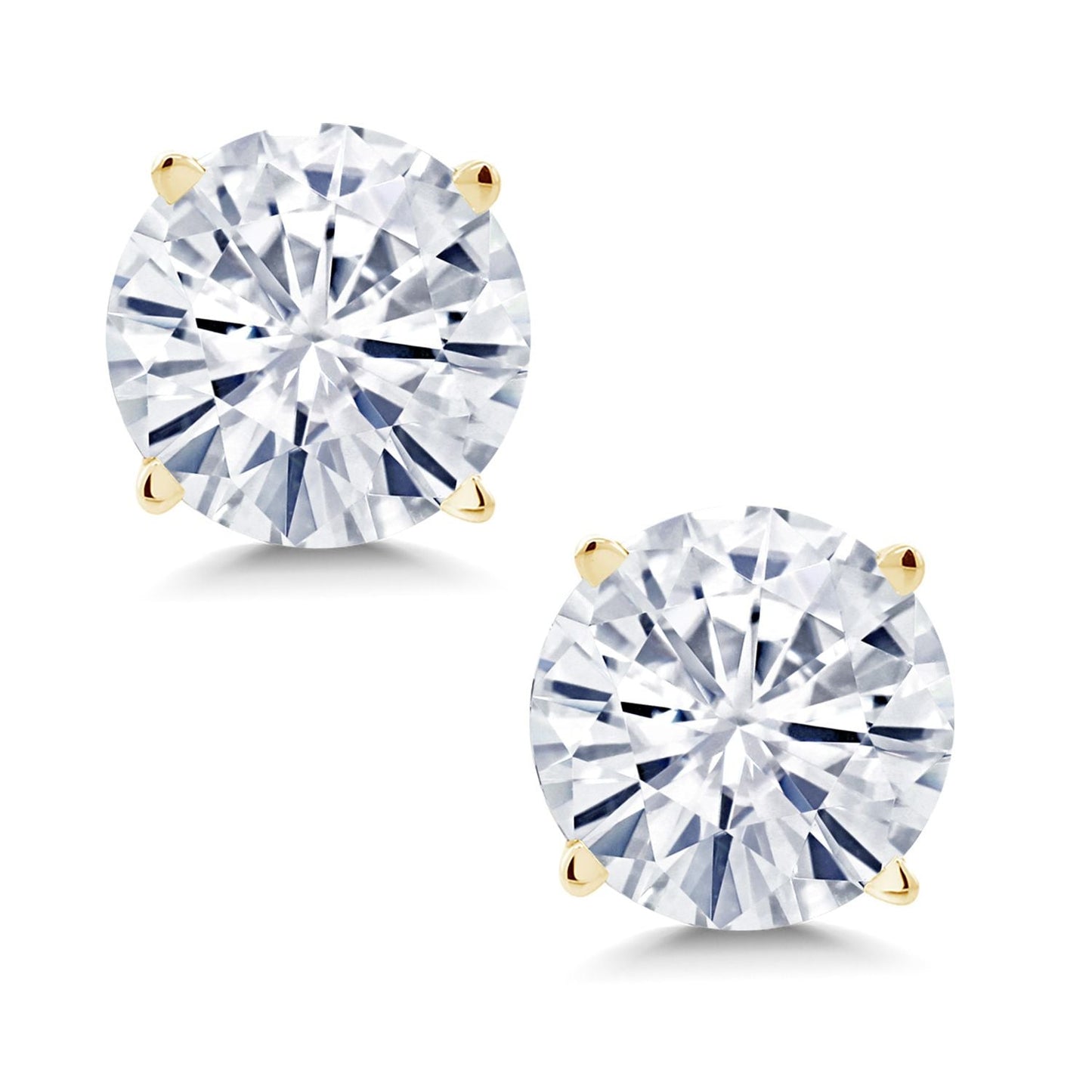 14K Yellow Gold Gemstone Birthstone Stud Earrings | Round 6MM | Gold Earrings For Women Men