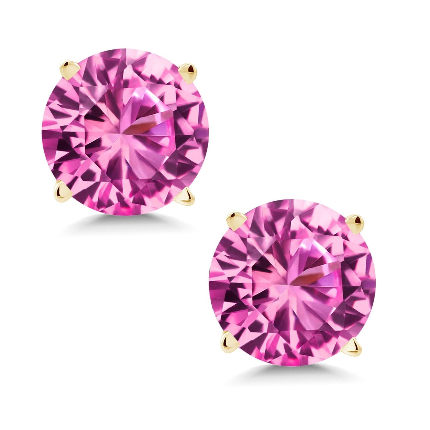 14K Yellow Gold Gemstone Birthstone Stud Earrings | Round 6MM | Gold Earrings For Women Men