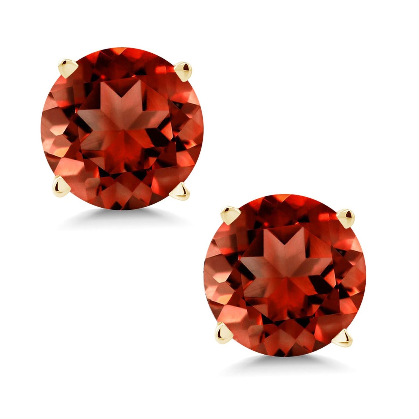 14K Yellow Gold Gemstone Birthstone Stud Earrings | Round 6MM | Gold Earrings For Women Men