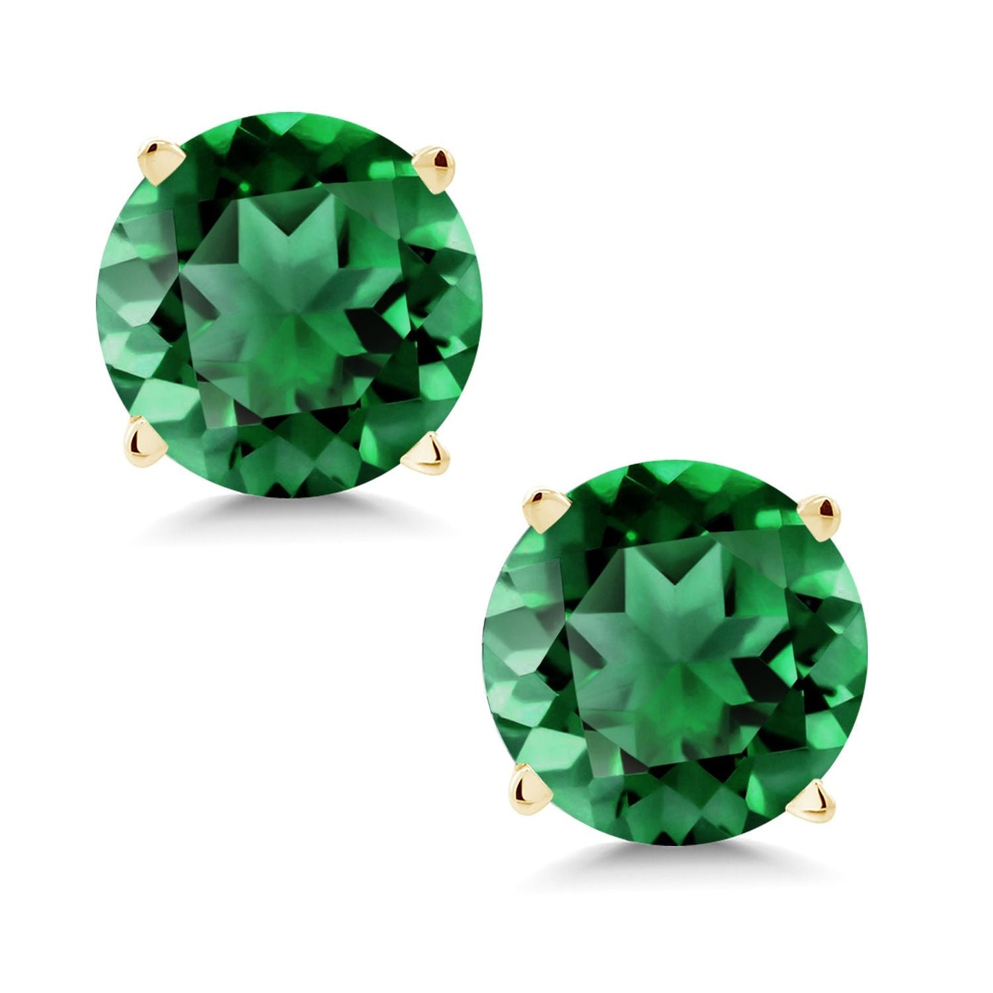 14K Yellow Gold Gemstone Birthstone Stud Earrings | Round 6MM | Gold Earrings For Women Men