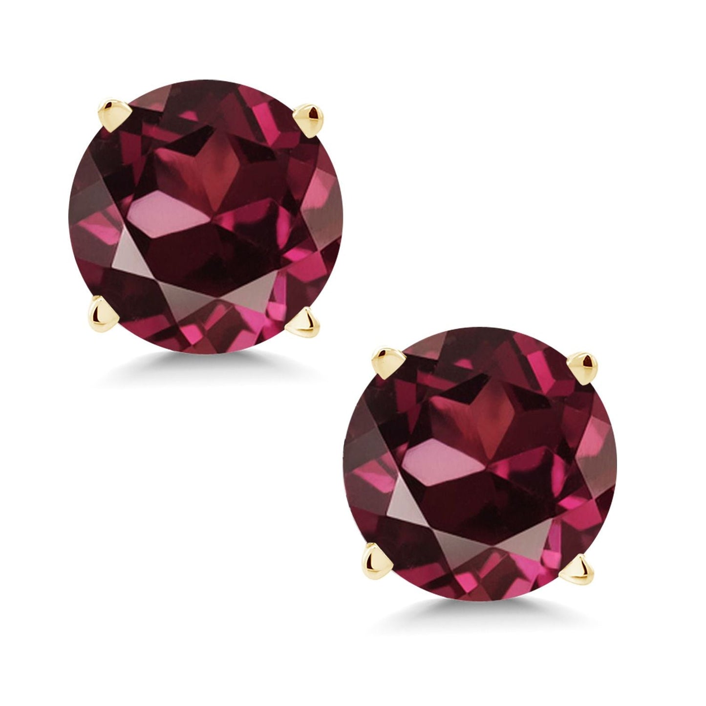 14K Yellow Gold Gemstone Birthstone Stud Earrings | Round 6MM | Gold Earrings For Women Men
