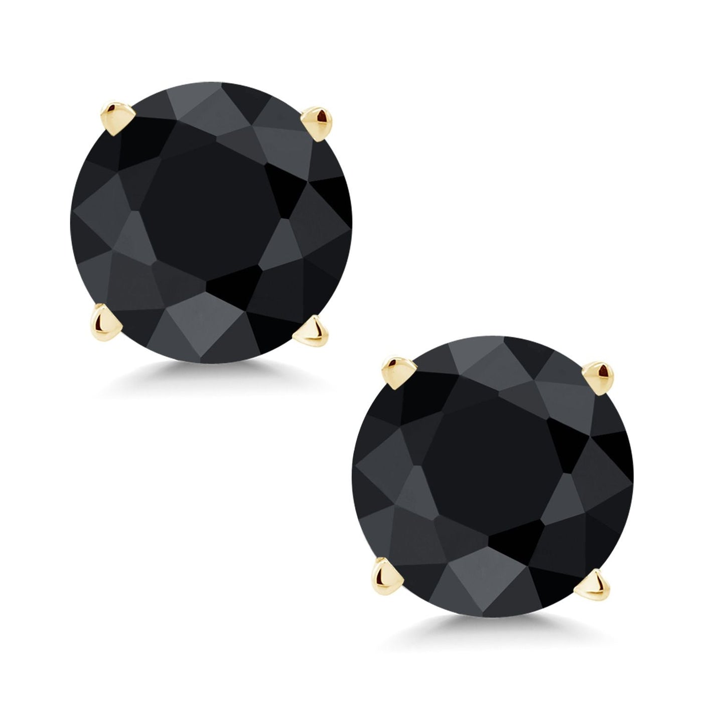 14K Yellow Gold Gemstone Birthstone Stud Earrings | Round 6MM | Gold Earrings For Women Men