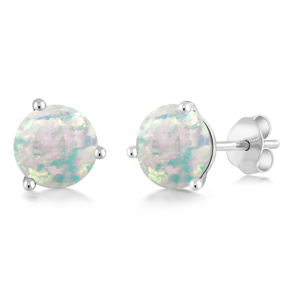 14K Gold 6MM Round Gemstone Birthstone Martini 3 Prong Stud Earrings | Gold Earrings For Women Men