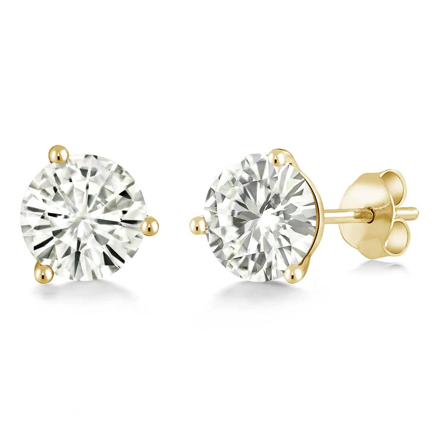 14K Gold 6MM Round Gemstone Birthstone Martini 3 Prong Stud Earrings | Gold Earrings For Women Men