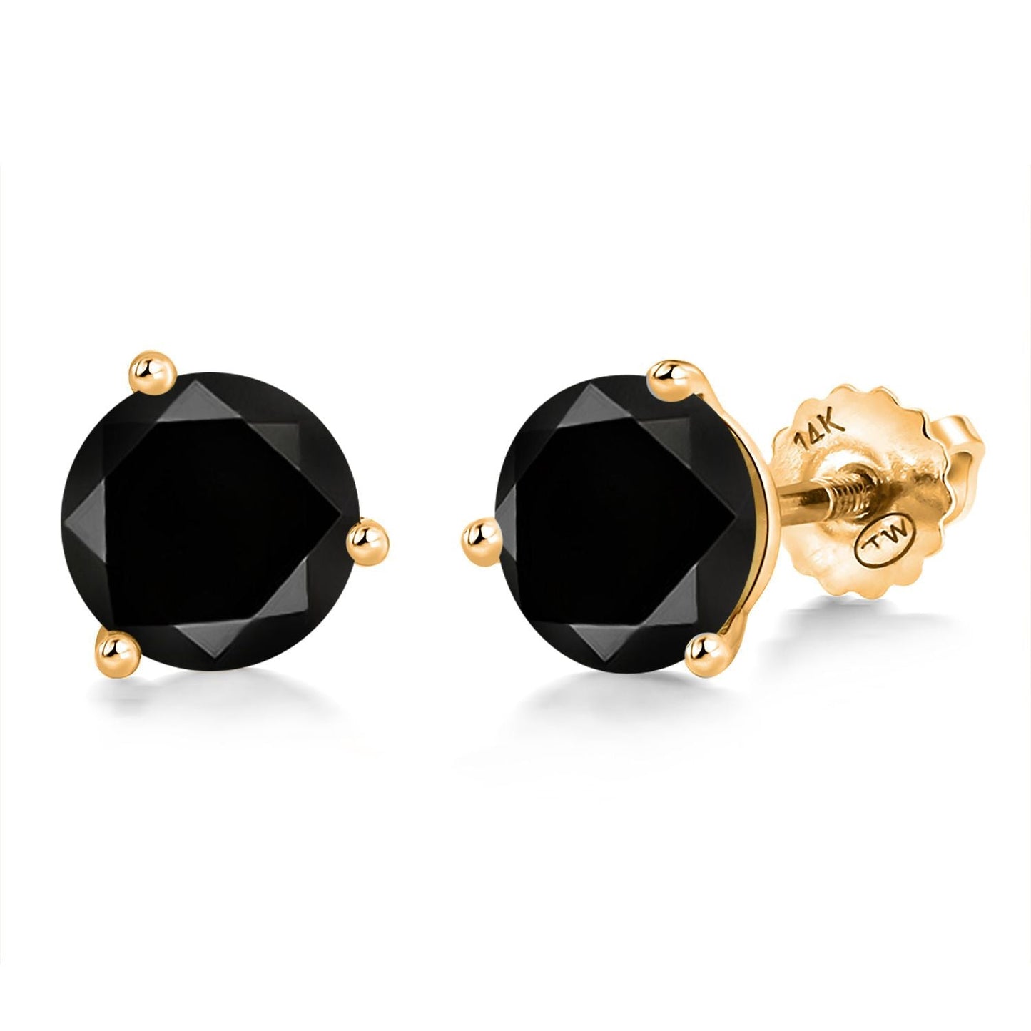 14K Yellow Gold Martini Earrings | 3 Prong Screw Back Stud Earrings For Women Men | Round 6MM | Gemstone Birthstone | Gold Earrings For Women Men