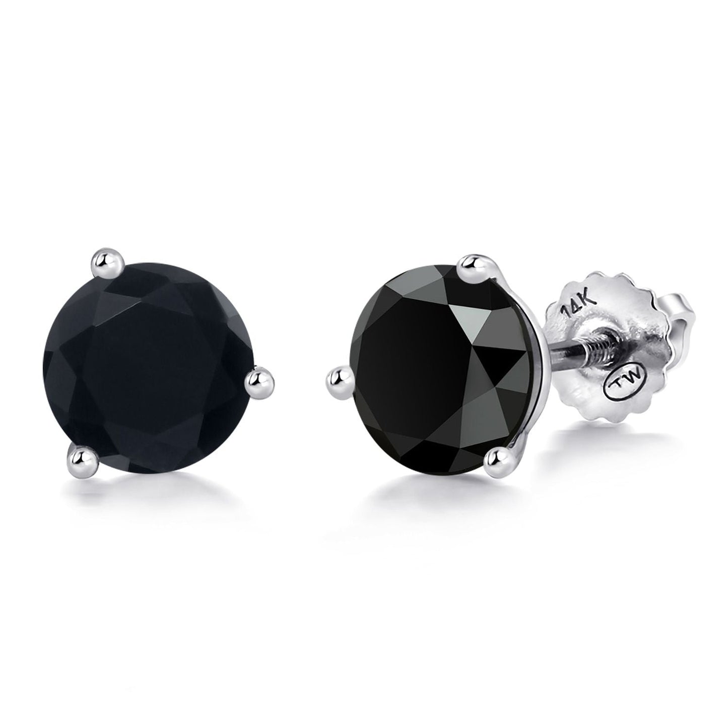 14K White Gold Martini Earrings | 3 Prong Screw Back Stud Earrings For Women Men | Round 6MM | Gemstone Birthstone | White Gold Earrings For Women Men