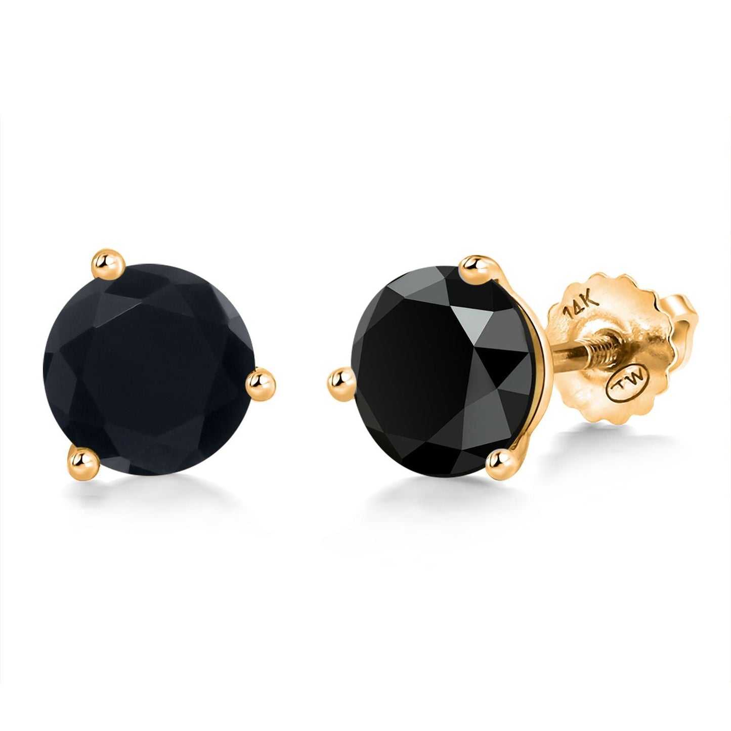 14K Yellow Gold Martini Earrings | 3 Prong Screw Back Stud Earrings For Women Men | Round 6MM | Gemstone Birthstone | Gold Earrings For Women Men