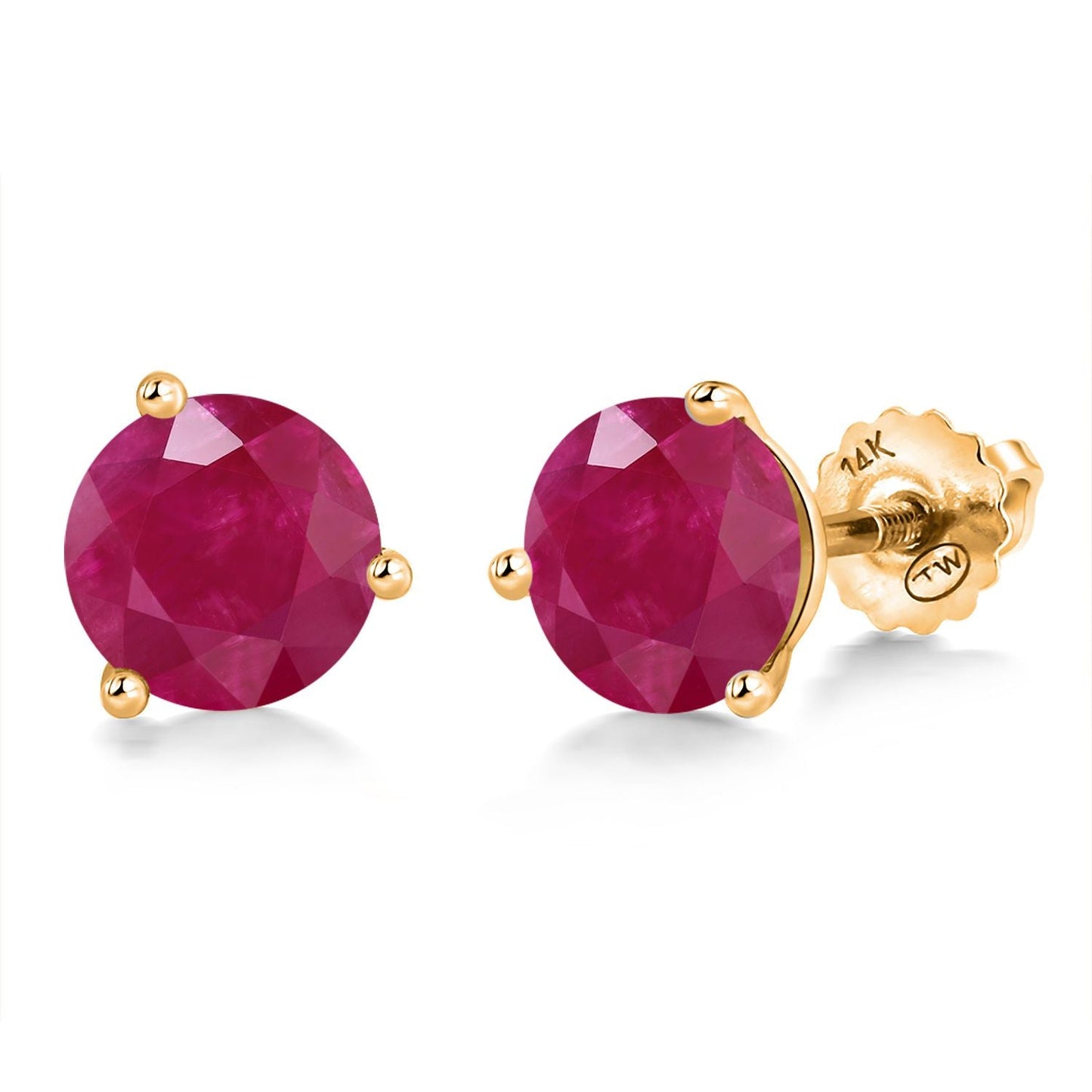 14K Yellow Gold Martini Earrings | 3 Prong Screw Back Stud Earrings For Women Men | Round 6MM | Gemstone Birthstone | Gold Earrings For Women Men