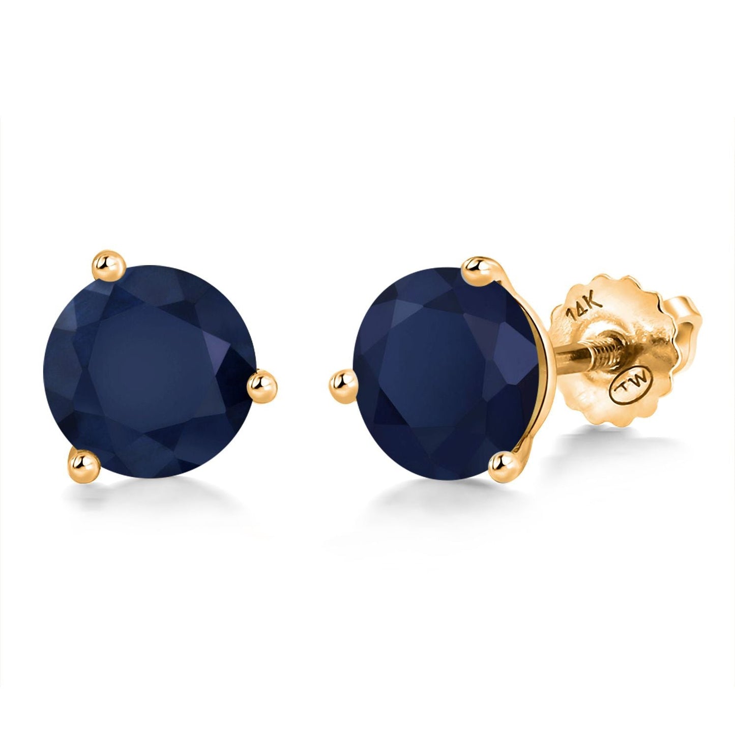 14K Yellow Gold Martini Earrings | 3 Prong Screw Back Stud Earrings For Women Men | Round 6MM | Gemstone Birthstone | Gold Earrings For Women Men