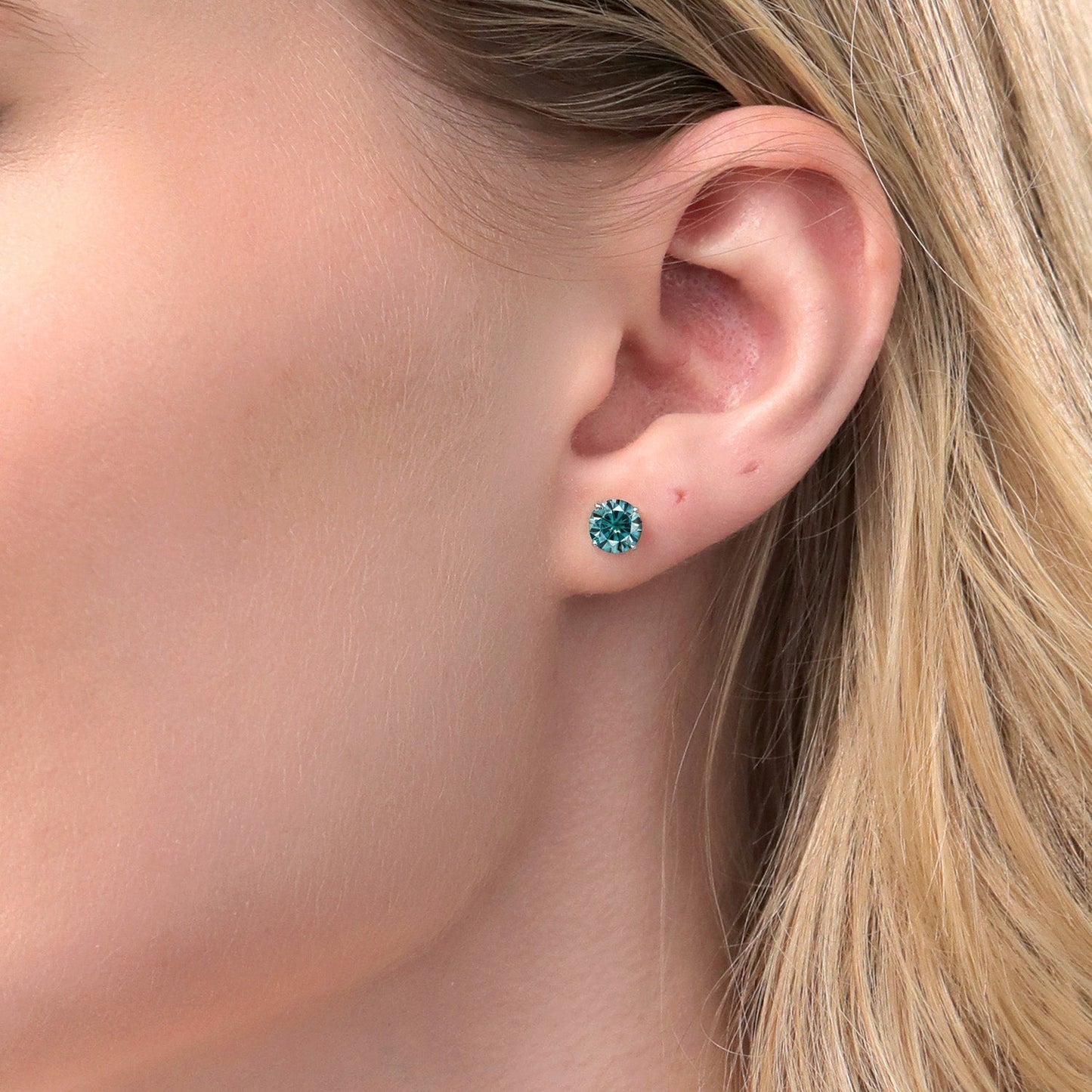 Solid 14K Gold Round Gemstone Birthstone Stud Earrings | Round 6.5MM | 4-Prong Setting Gold Earrings For Women Men