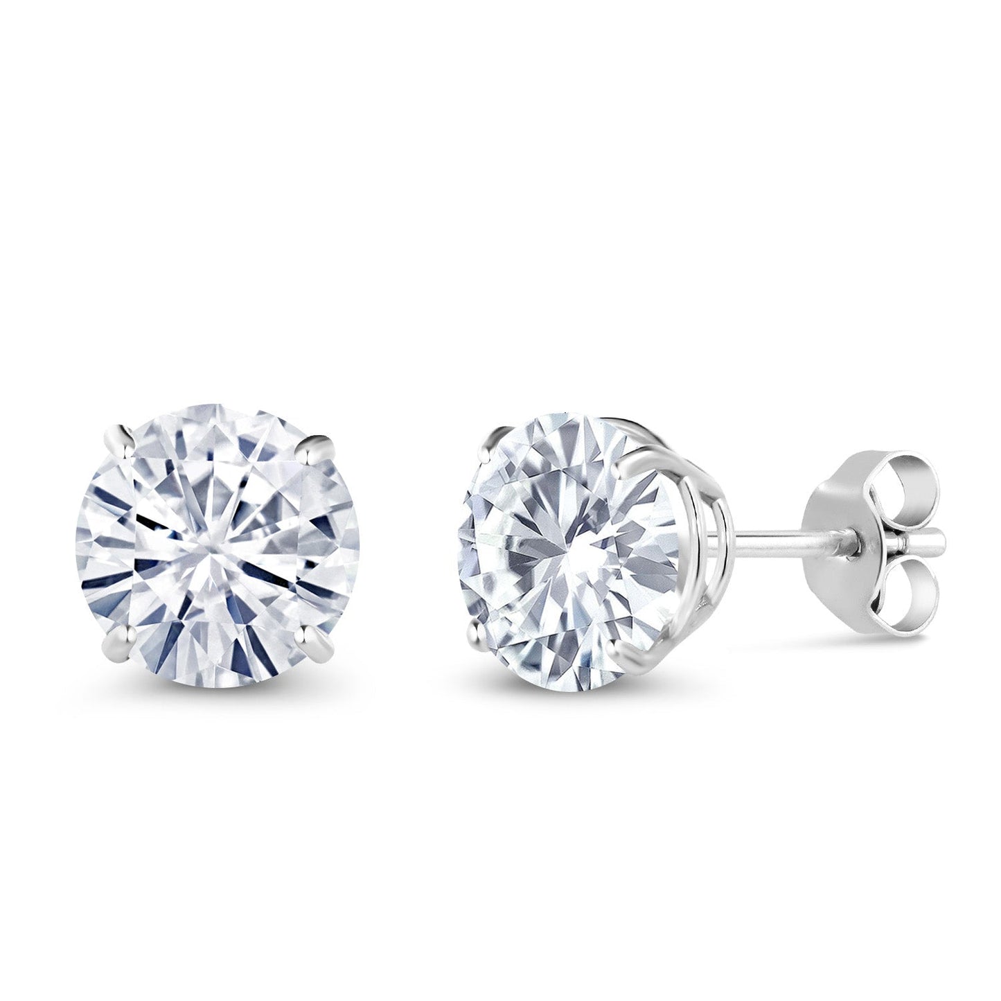 Solid 14K Gold Round Gemstone Birthstone Stud Earrings | Round 6.5MM | 4-Prong Setting Gold Earrings For Women Men