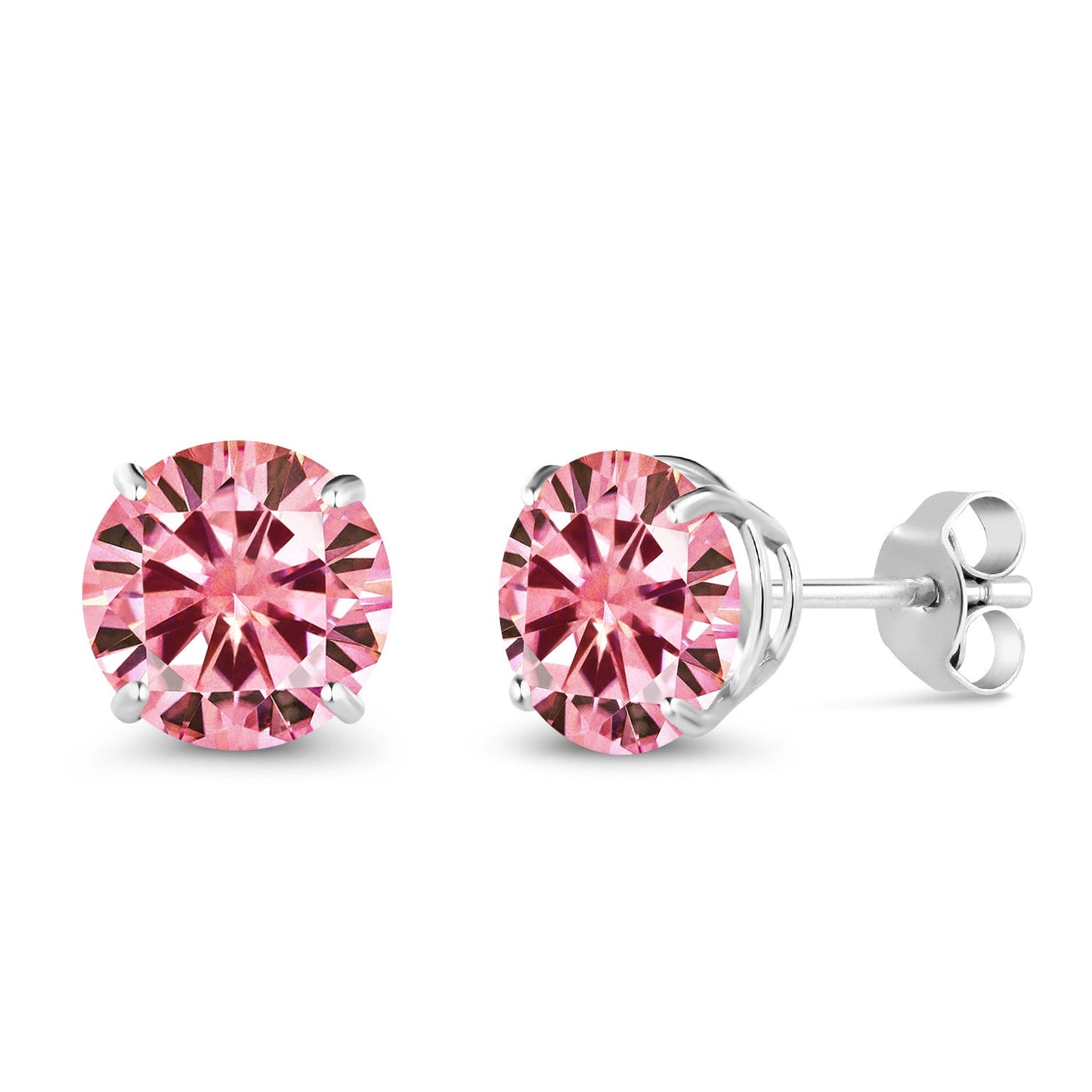 Solid 14K Gold Round Gemstone Birthstone Stud Earrings | Round 6.5MM | 4-Prong Setting Gold Earrings For Women Men