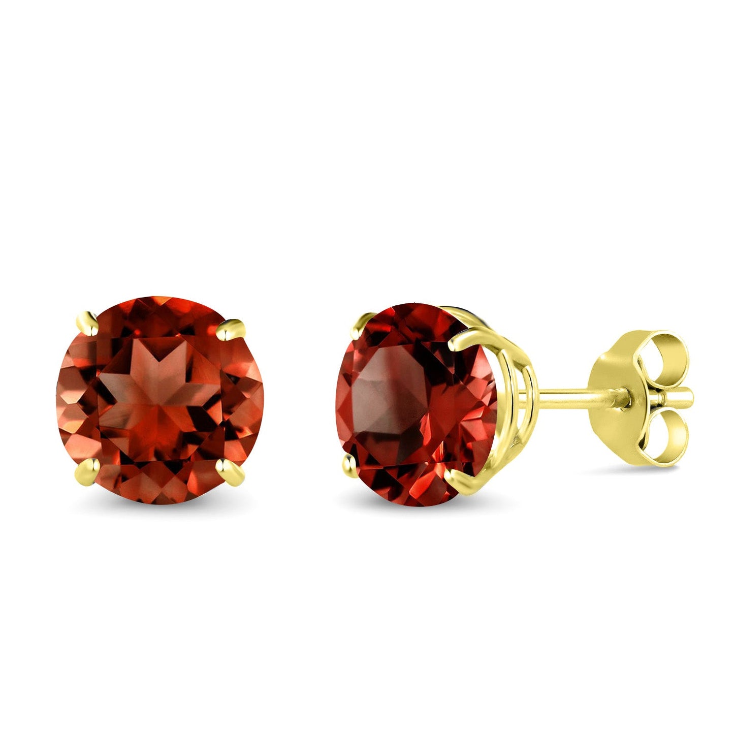 Solid 14K Gold Round Gemstone Birthstone Stud Earrings | Round 6.5MM | 4-Prong Setting Gold Earrings For Women Men