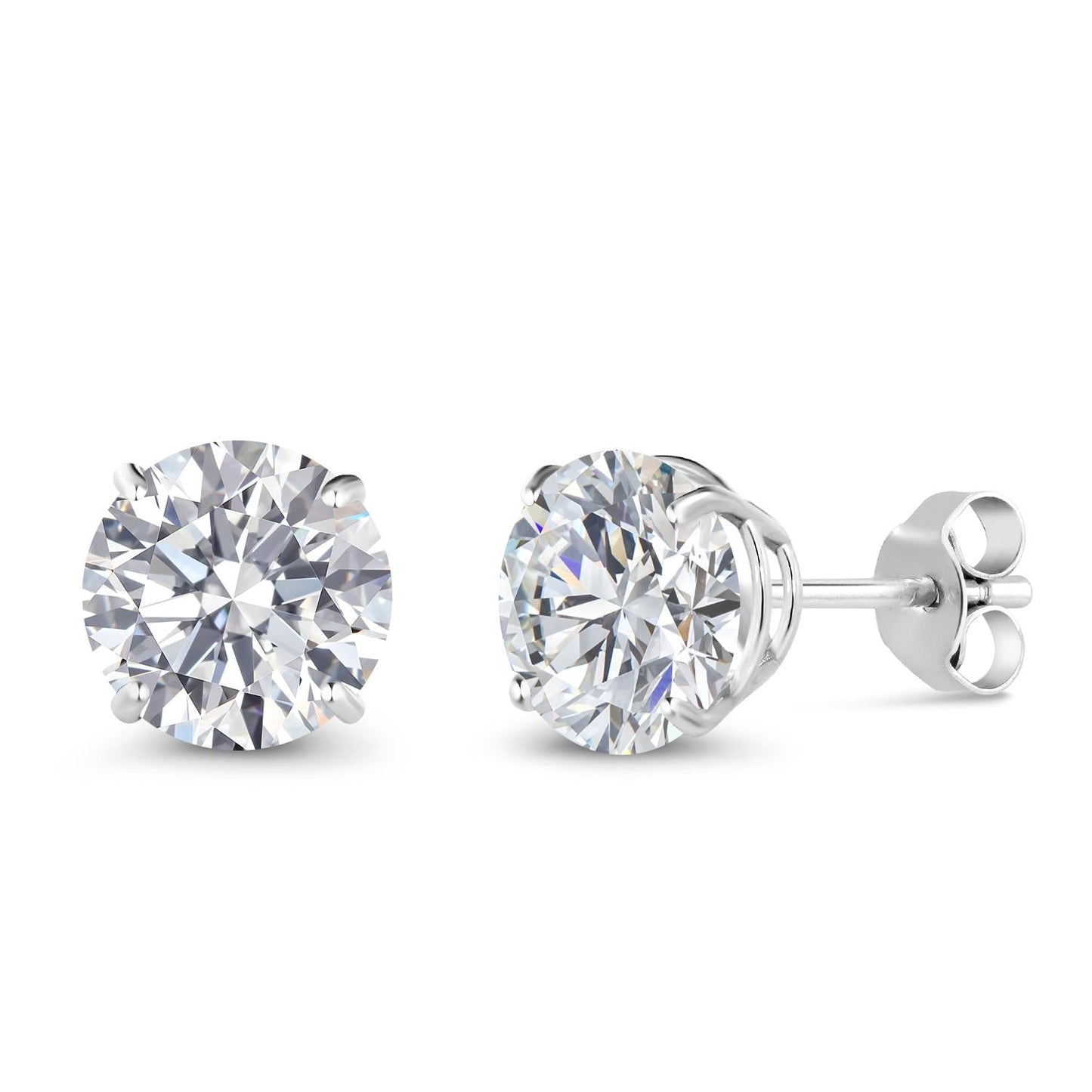 Solid 14K Gold Round Gemstone Birthstone Stud Earrings | Round 6.5MM | 4-Prong Setting Gold Earrings For Women Men