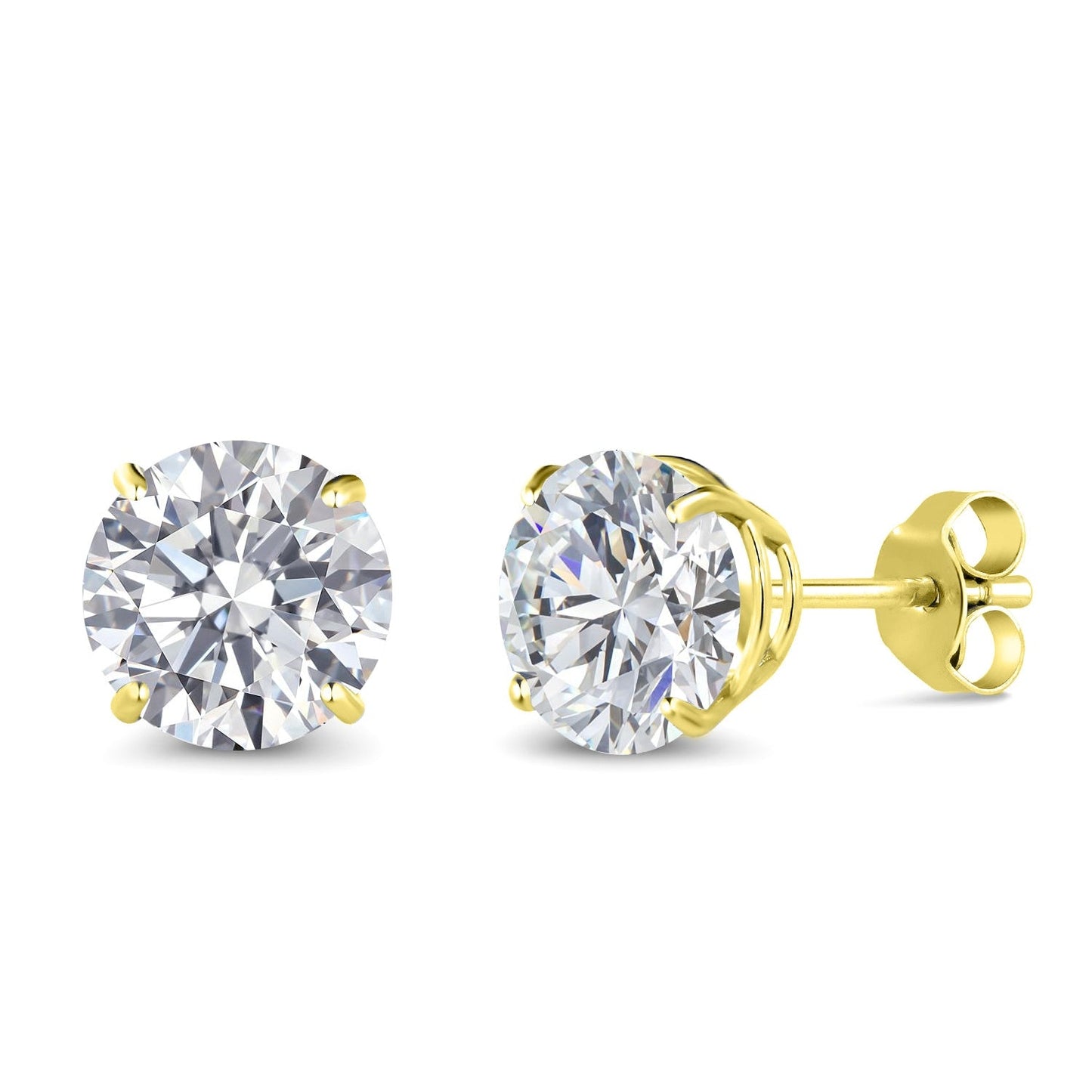 Solid 14K Gold Round Gemstone Birthstone Stud Earrings | Round 6.5MM | 4-Prong Setting Gold Earrings For Women Men