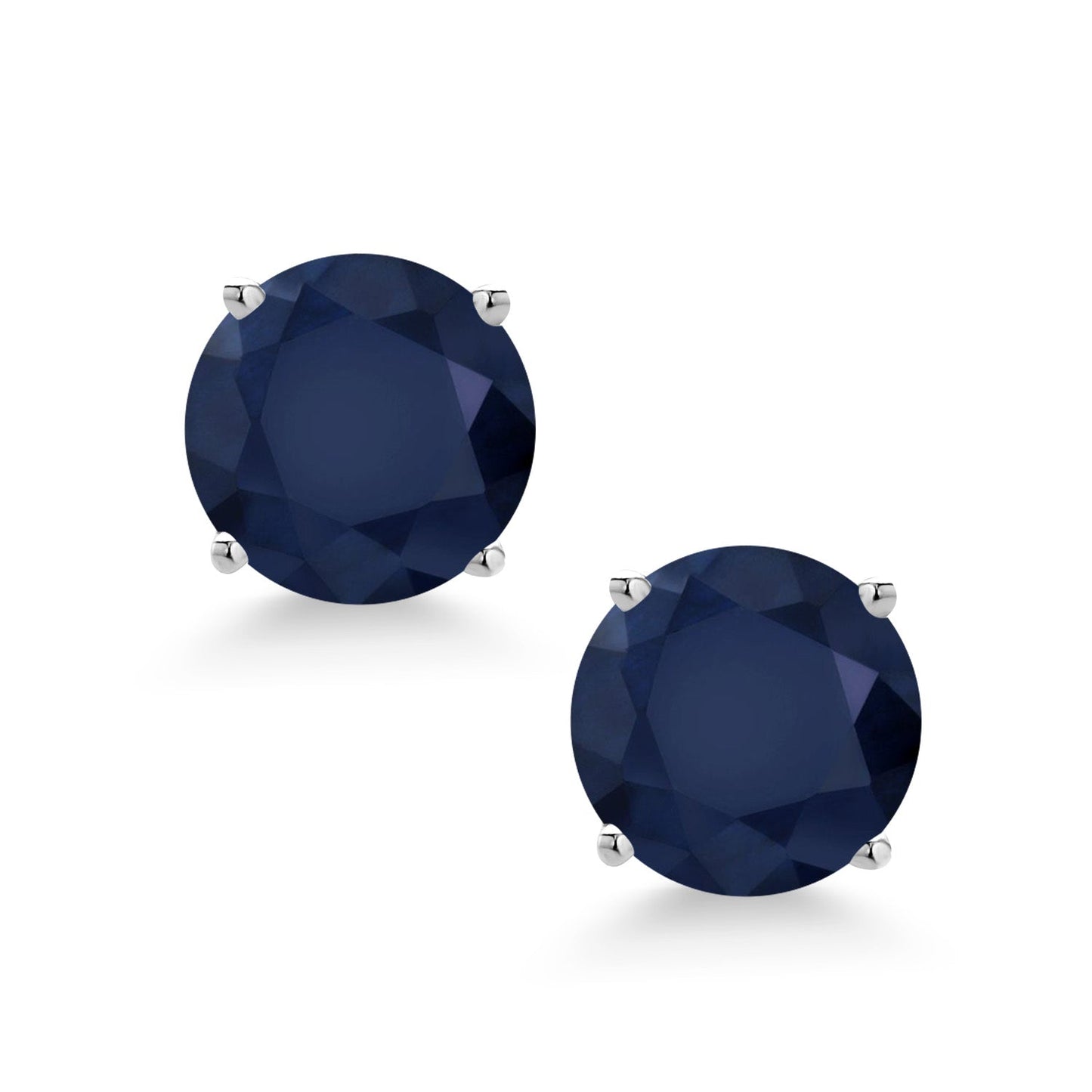 14K White Gold 6MM Round Gemstone Birthstone Screw Back Stud Earrings | White Gold Stud Earrings For Women Men
