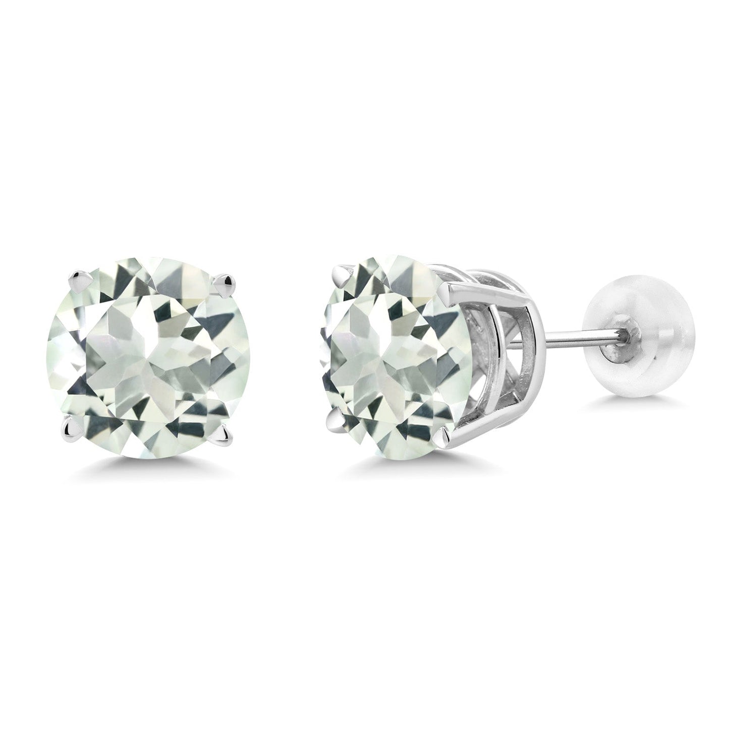 14K Gold Round Gemstone Birthstone Stud Earrings | Round 8MM | Solid Gold Earrings For Women Men