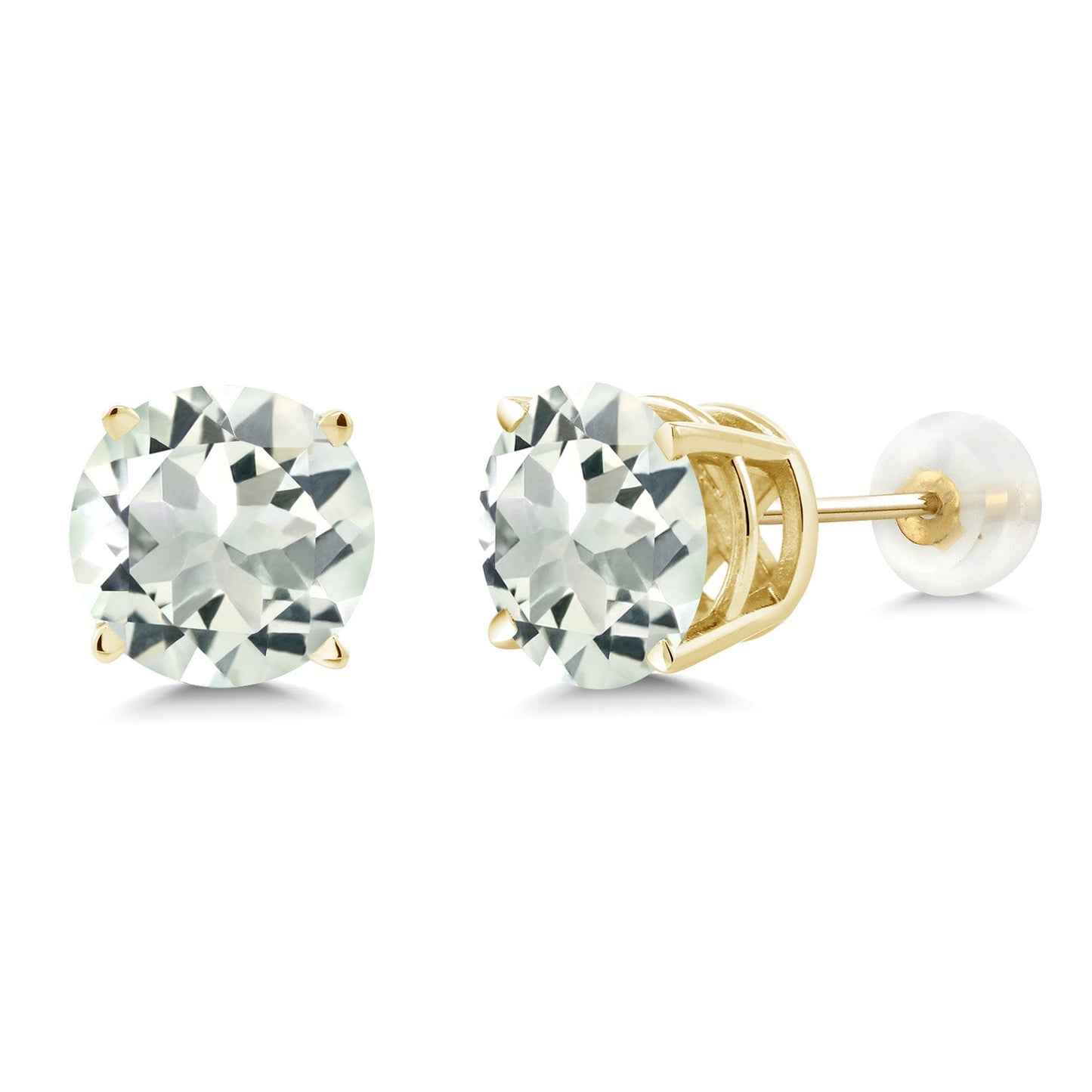 14K Gold Round Gemstone Birthstone Stud Earrings | Round 8MM | Solid Gold Earrings For Women Men