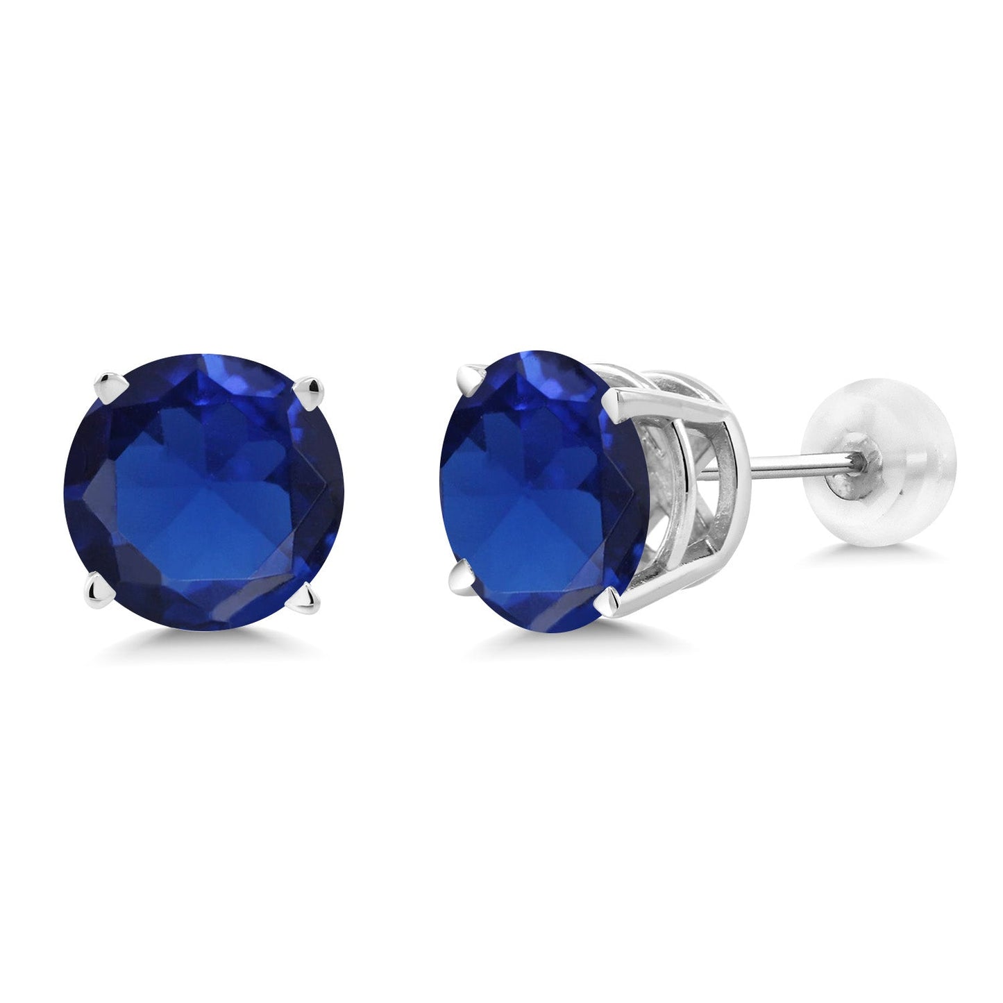 14K Gold Round Gemstone Birthstone Stud Earrings | Round 8MM | Solid Gold Earrings For Women Men