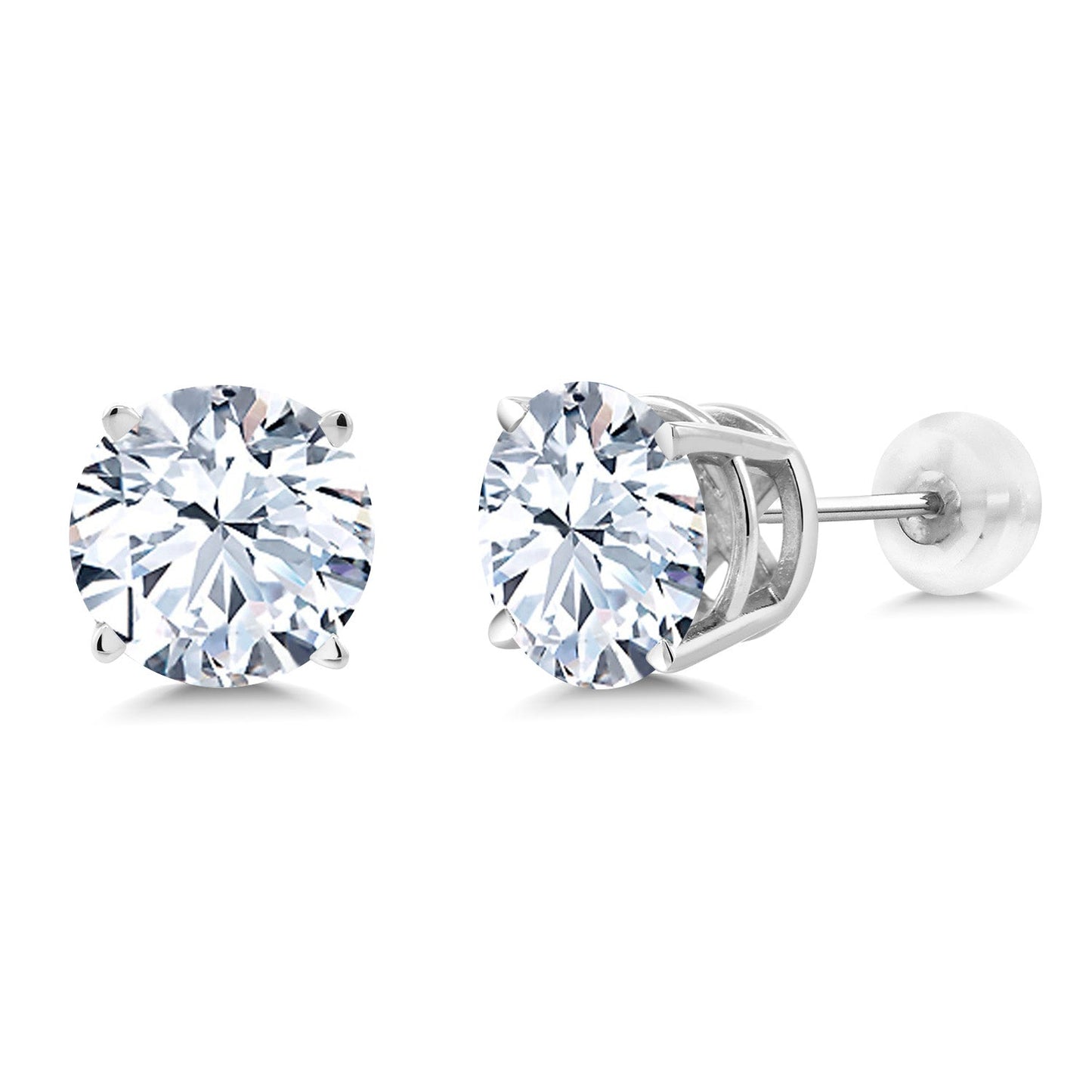 14K Gold Round Gemstone Birthstone Stud Earrings | Round 8MM | Solid Gold Earrings For Women Men