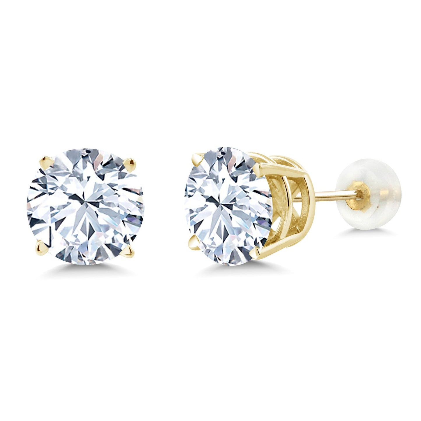 14K Gold Round Gemstone Birthstone Stud Earrings | Round 8MM | Solid Gold Earrings For Women Men