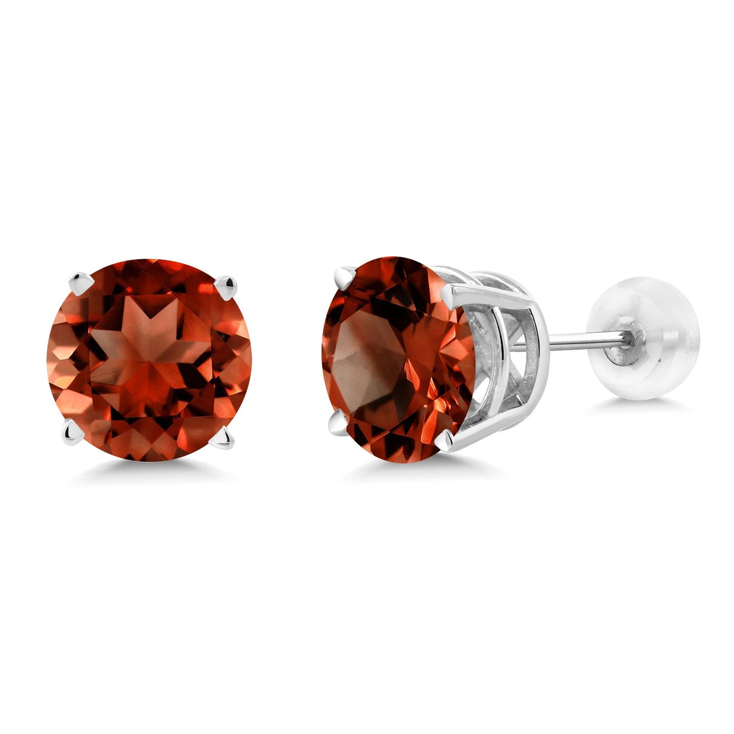 14K Gold Round Gemstone Birthstone Stud Earrings | Round 8MM | Solid Gold Earrings For Women Men