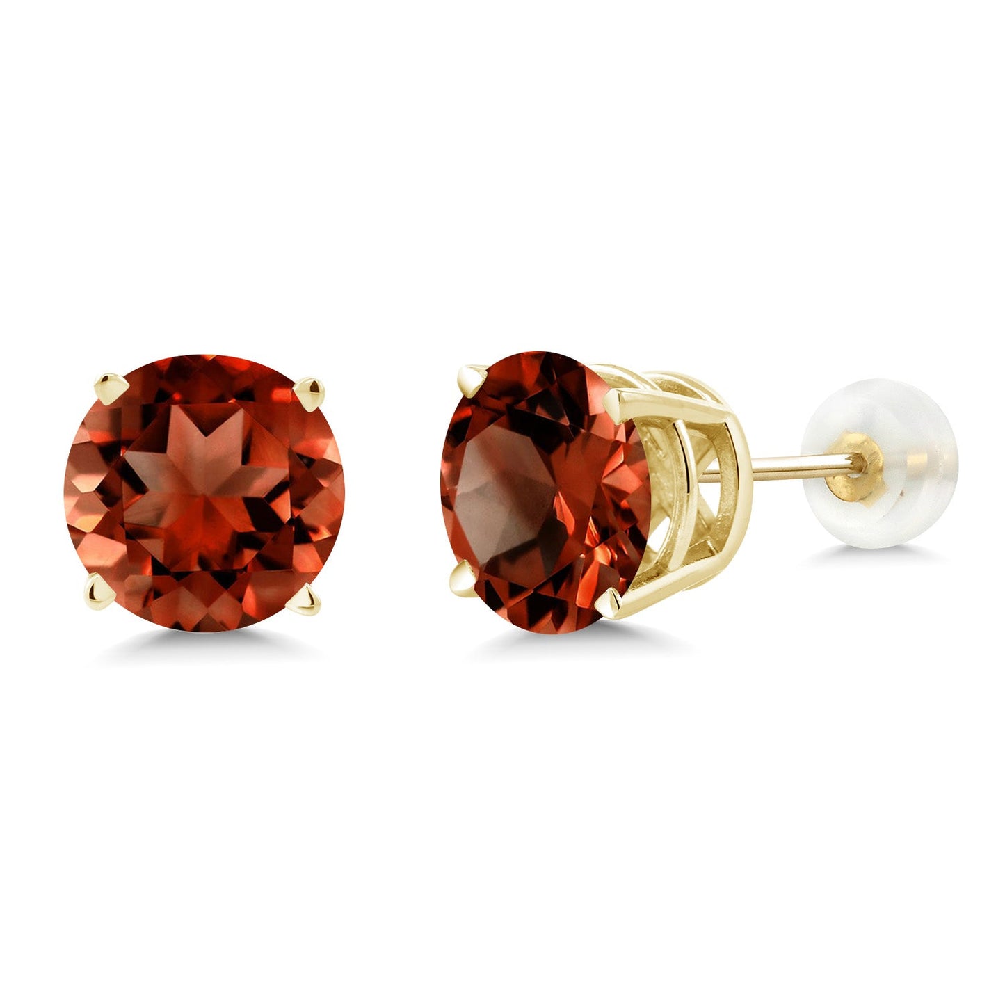 14K Gold Round Gemstone Birthstone Stud Earrings | Round 8MM | Solid Gold Earrings For Women Men