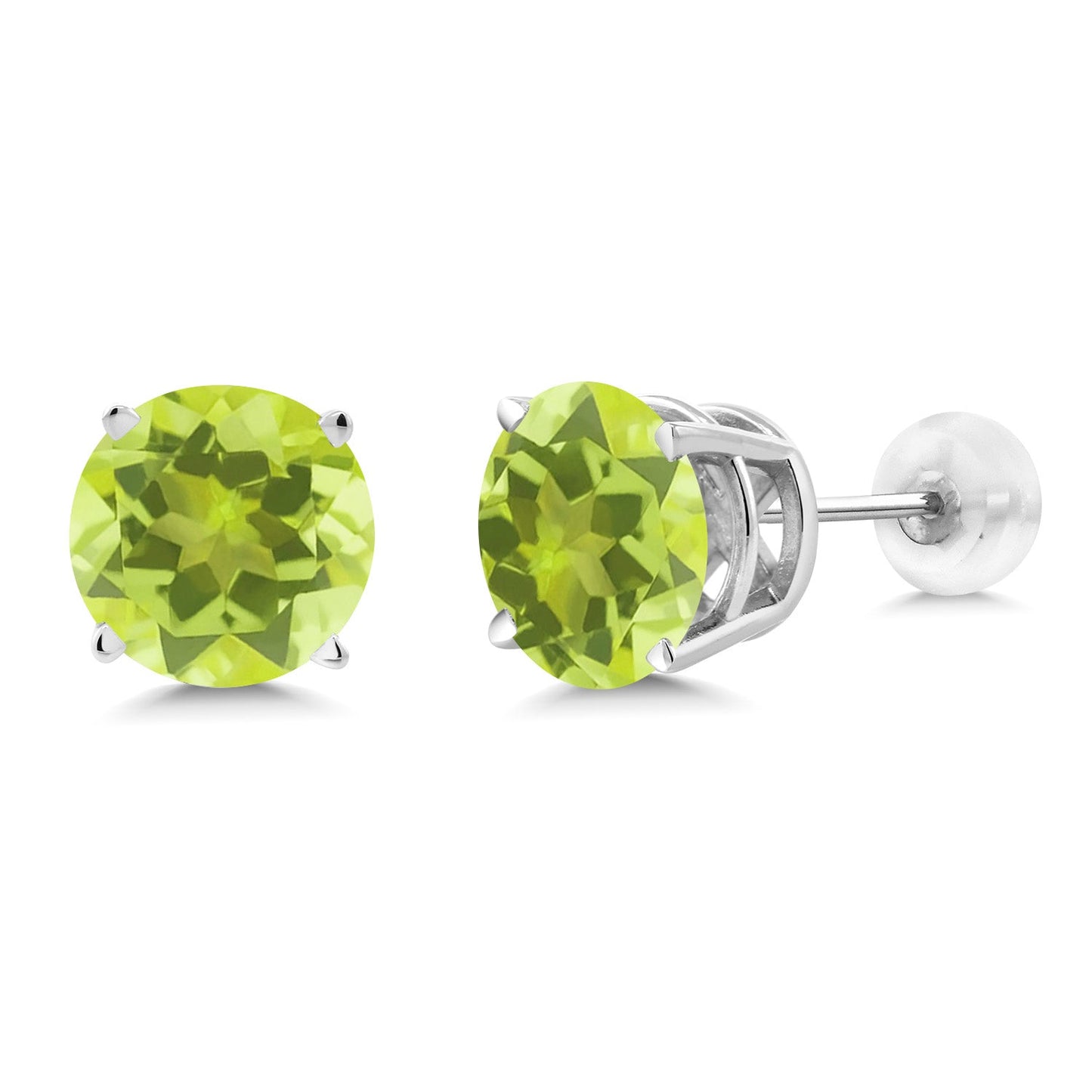 14K Gold Round Gemstone Birthstone Stud Earrings | Round 8MM | Solid Gold Earrings For Women Men