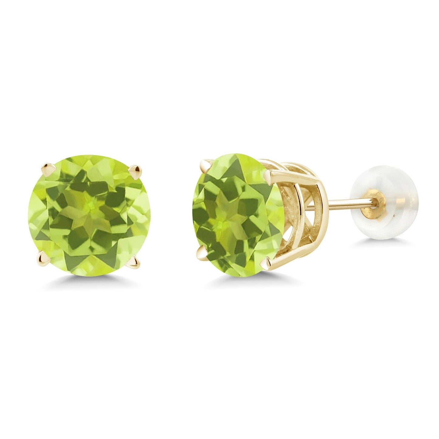 14K Gold Round Gemstone Birthstone Stud Earrings | Round 8MM | Solid Gold Earrings For Women Men