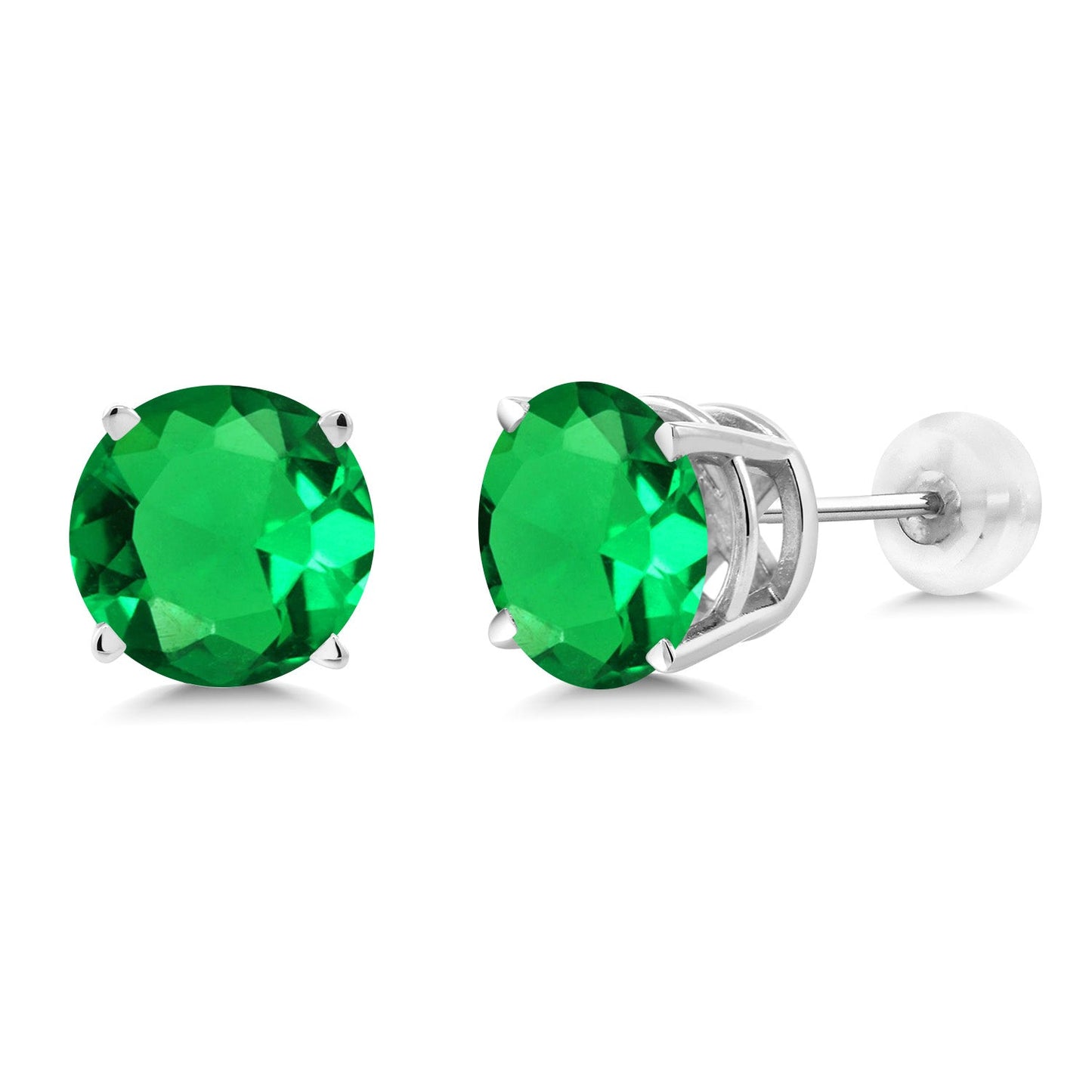 14K Gold Round Gemstone Birthstone Stud Earrings | Round 8MM | Solid Gold Earrings For Women Men