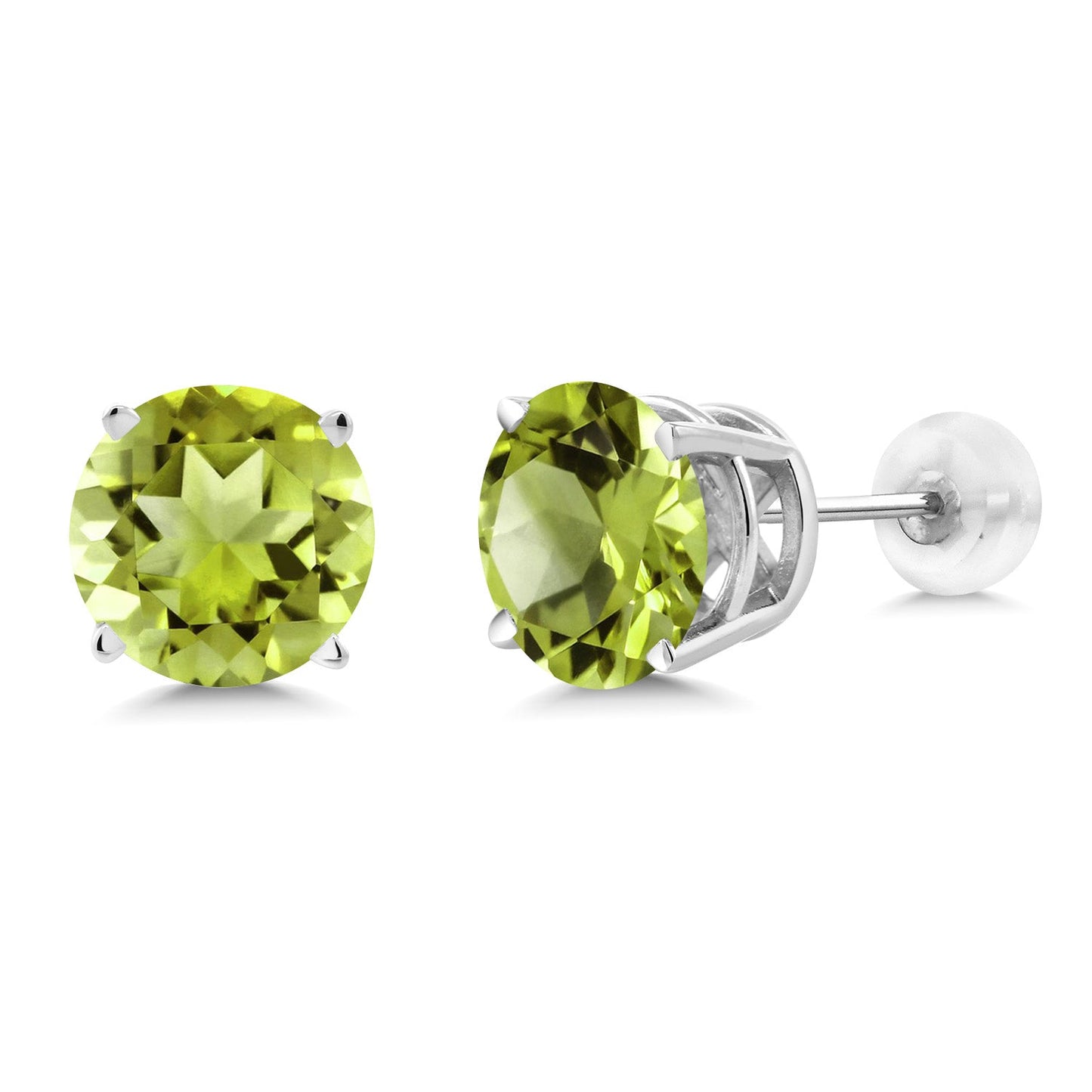 14K Gold Round Gemstone Birthstone Stud Earrings | Round 8MM | Solid Gold Earrings For Women Men