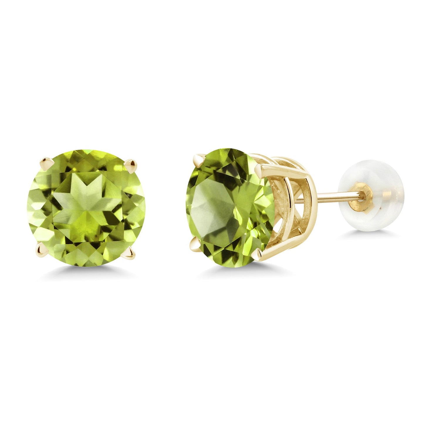 14K Gold Round Gemstone Birthstone Stud Earrings | Round 8MM | Solid Gold Earrings For Women Men