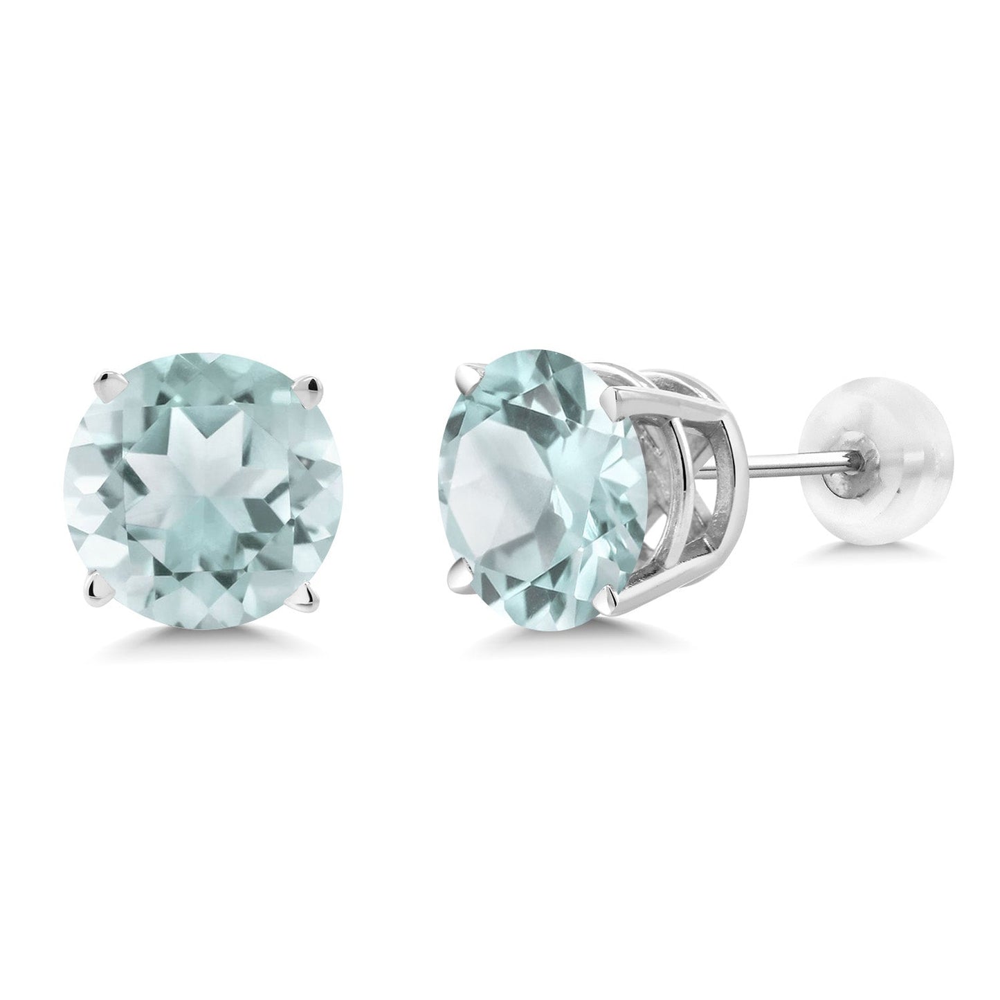 14K Gold Round Gemstone Birthstone Stud Earrings | Round 8MM | Solid Gold Earrings For Women Men