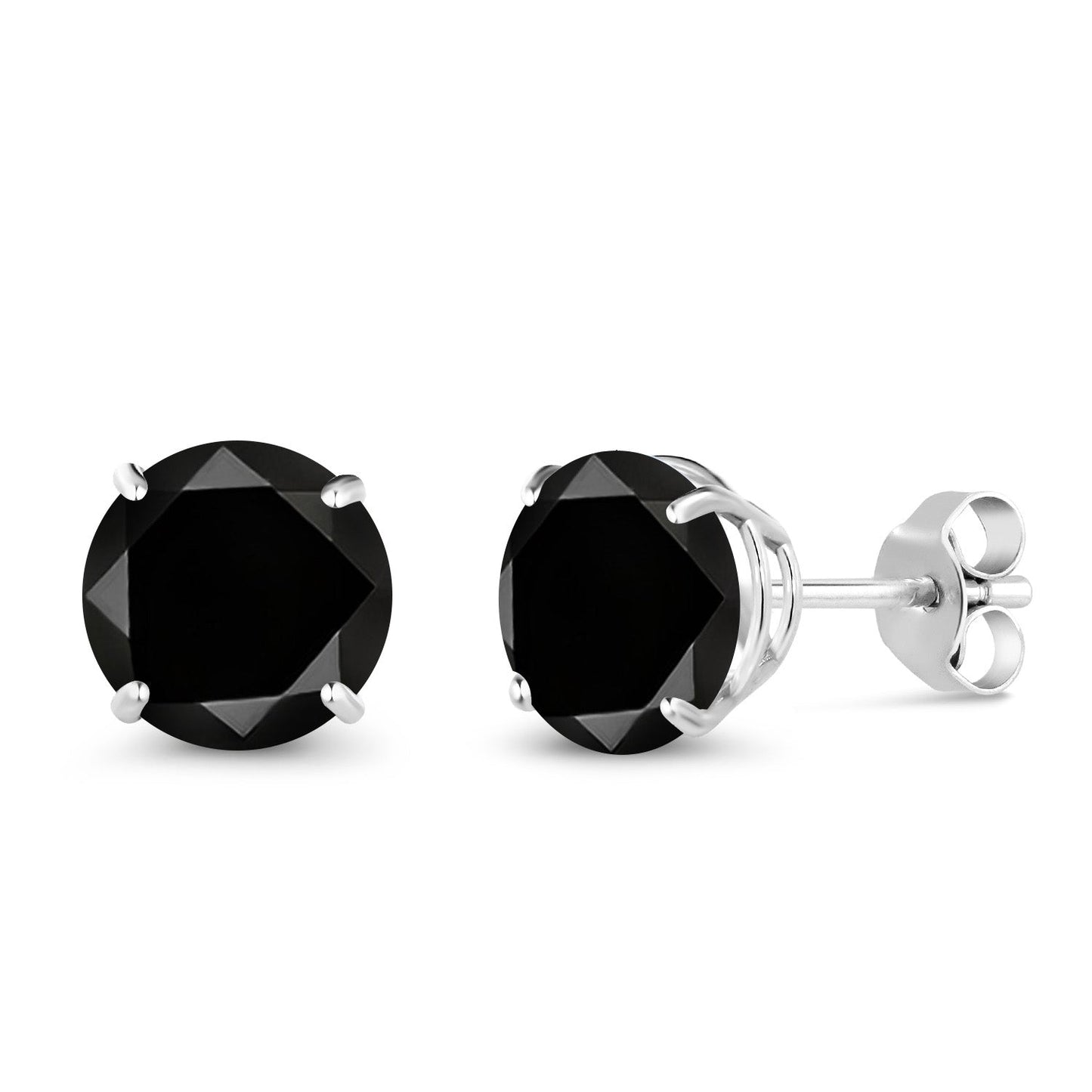10K White Gold Round 7MM Gemstone Birthstone Stud Earrings For Women Men | Gold Earrings For Women