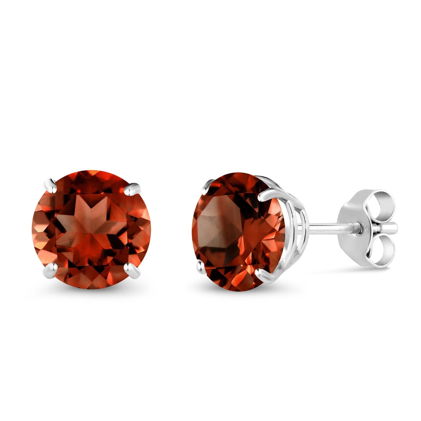 10K White Gold Round 7MM Gemstone Birthstone Stud Earrings For Women Men | Gold Earrings For Women