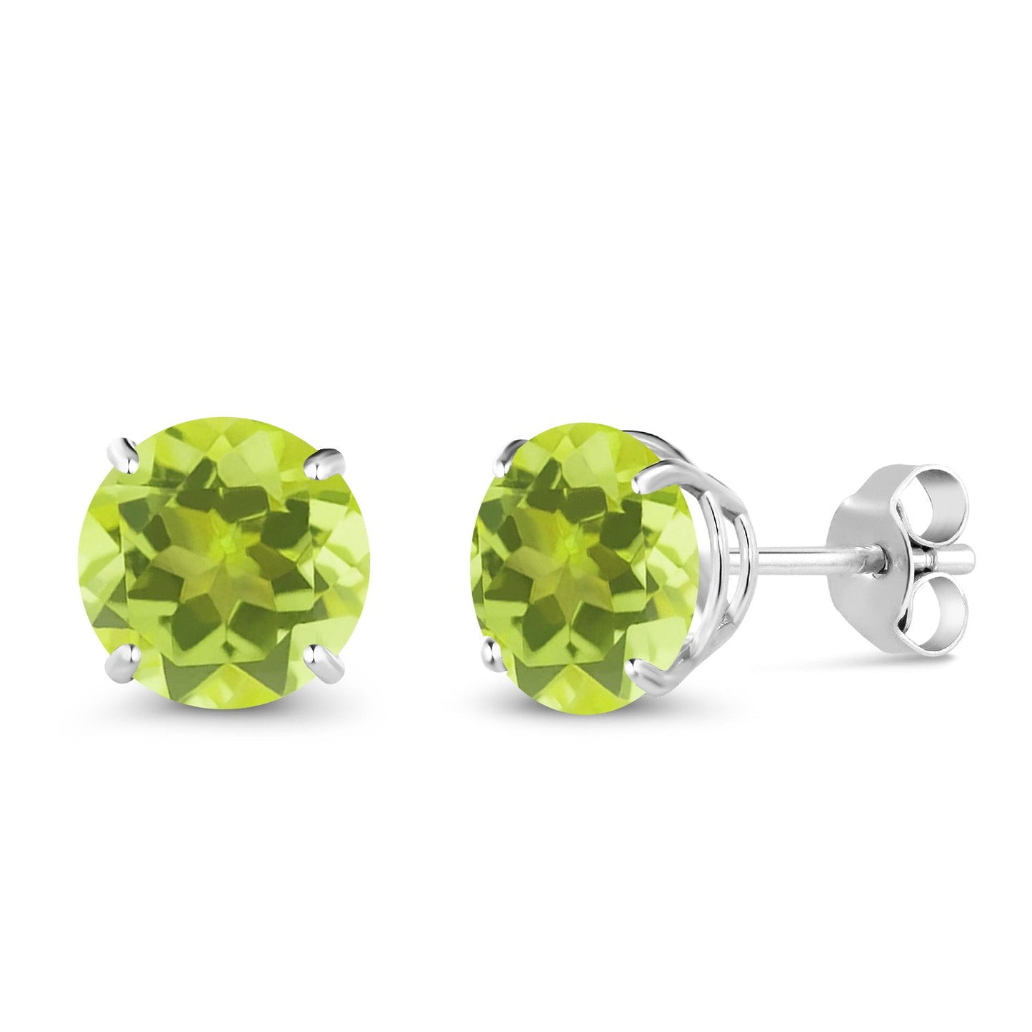10K White Gold Round 7MM Gemstone Birthstone Stud Earrings For Women Men | Gold Earrings For Women