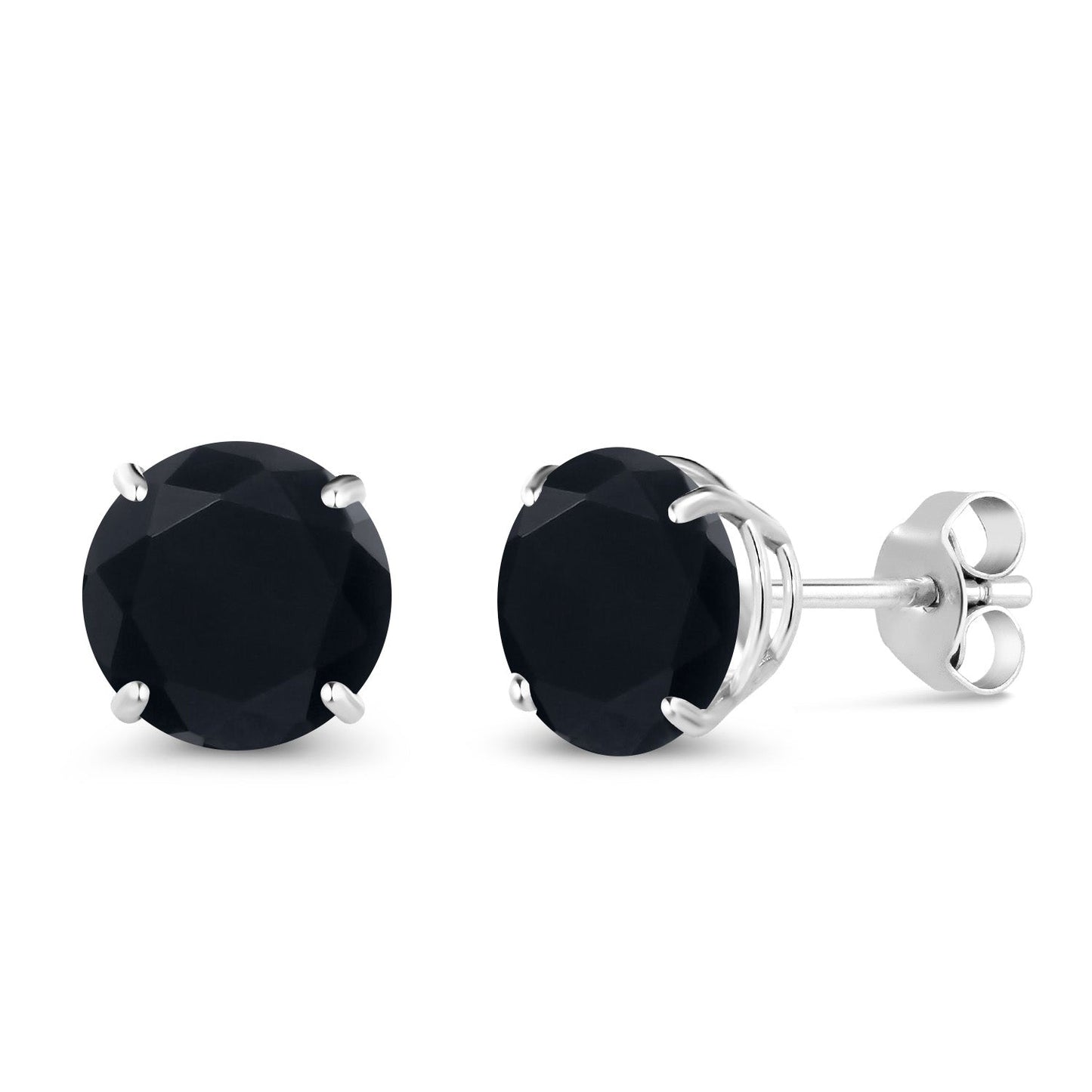 10K White Gold Round 7MM Gemstone Birthstone Stud Earrings For Women Men | Gold Earrings For Women